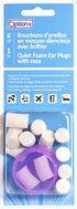 Option+ Quiet Foam Ear Plugs with Case | 6 Pairs + 1 Case