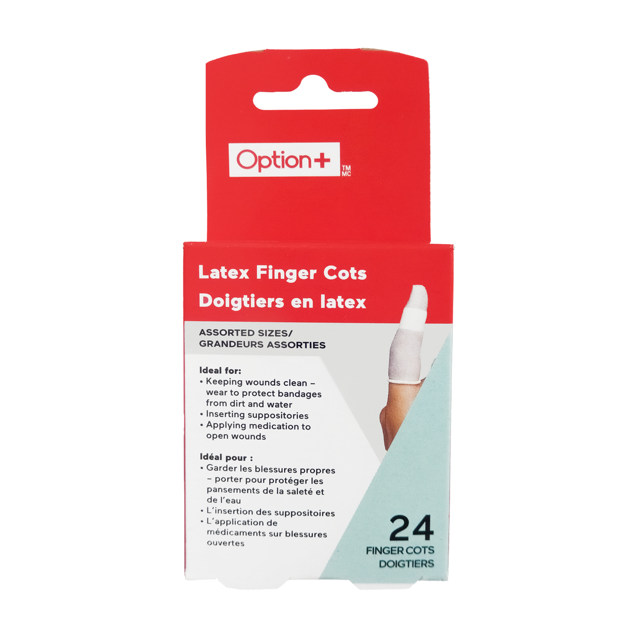 Option+ Latex Finger Cots | 24 Pack