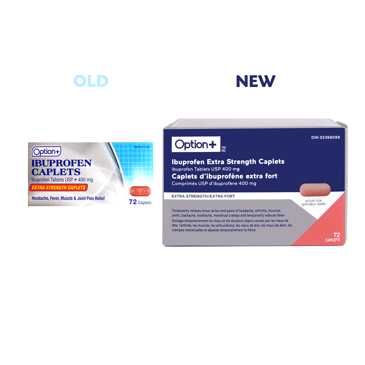 Option+ Ibuprofen 400 mg Extra Strength Caplets | 72 Caplets
