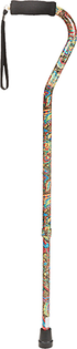 Option+ Telescopic Aluminium Cane with Offset Handle | Paisley Print