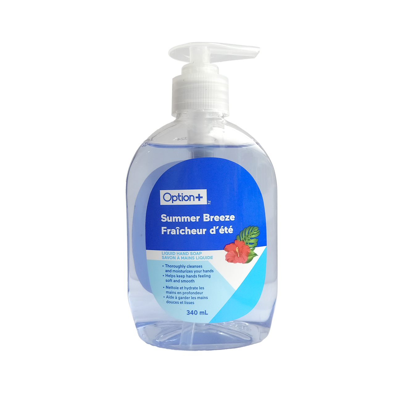 Option+ Hand Soap with Pump, Summer Breeze Scent | 340 mL