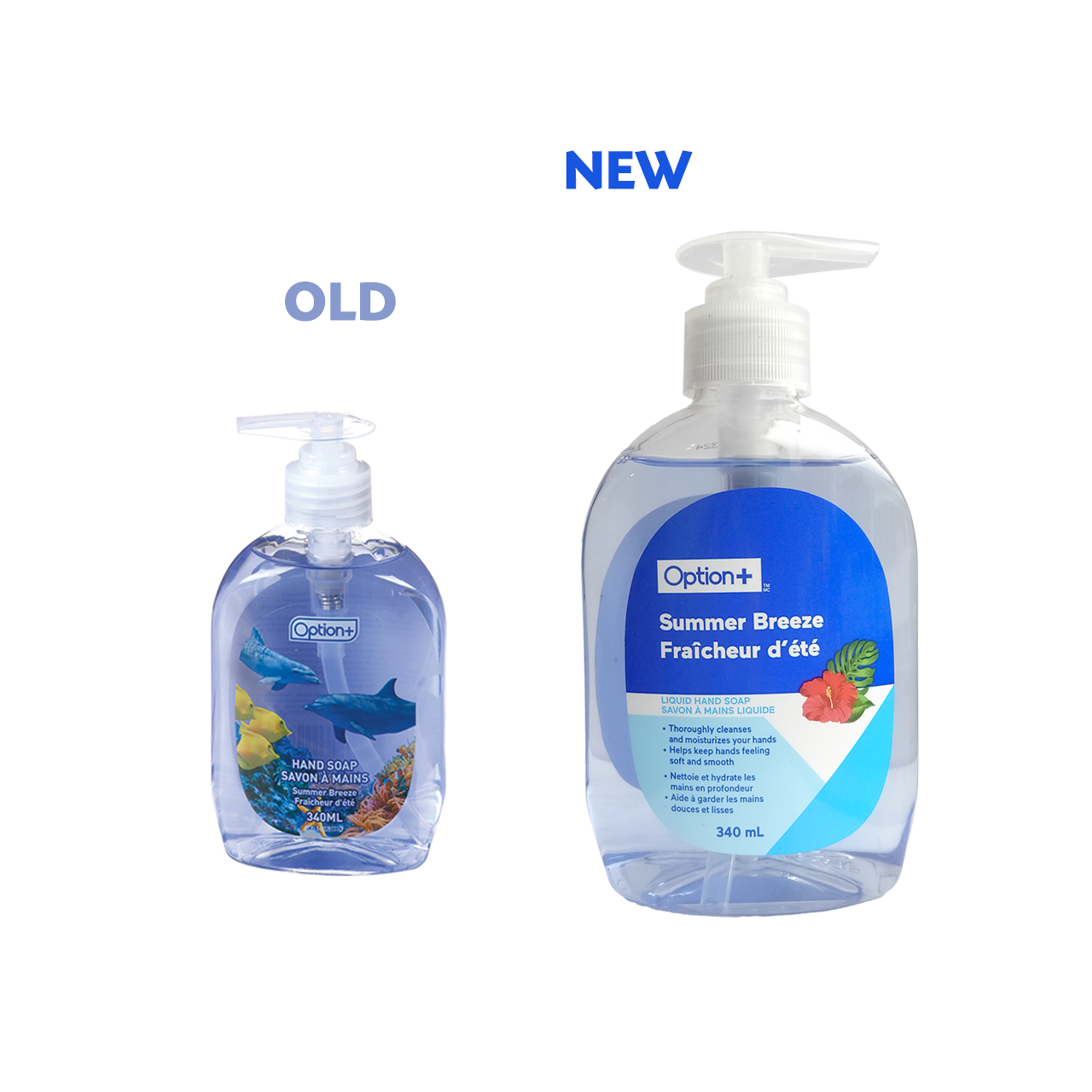 Option+ Hand Soap with Pump, Summer Breeze Scent | 340 mL
