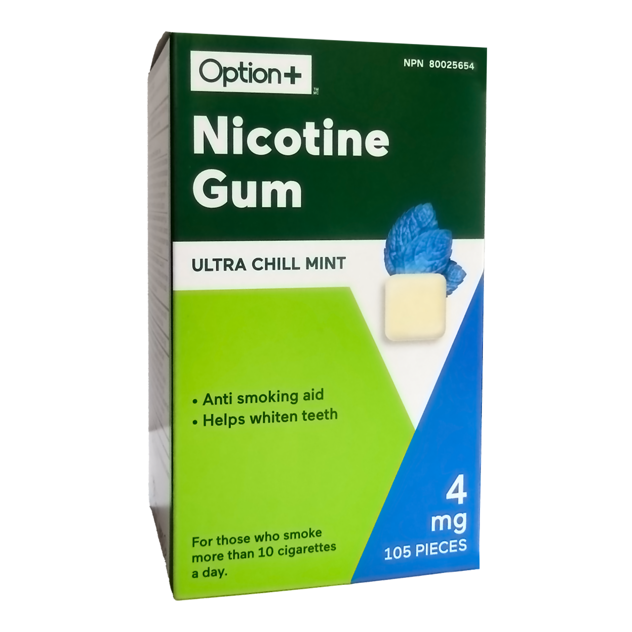 Option+ Nicotine Gum 4 mg, Ultra Chill Mint Flavour | 105 Pieces