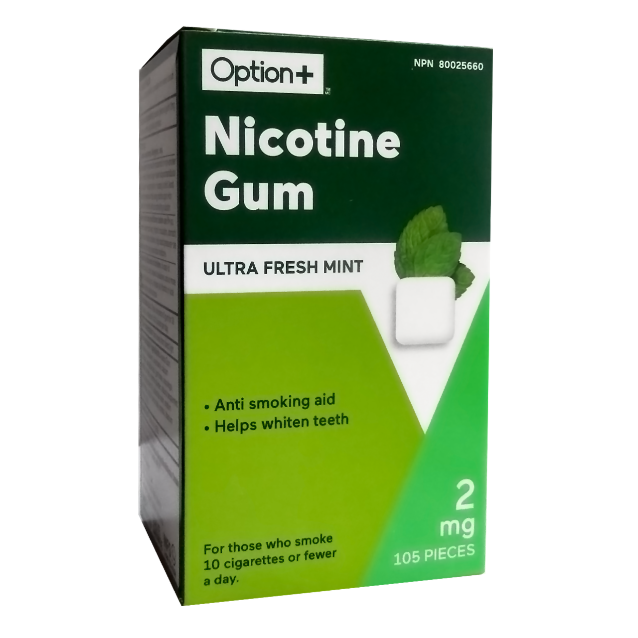 Option+ Nicotine Gum 2 mg, Ultra Fresh Mint Flavour | 105 Pieces