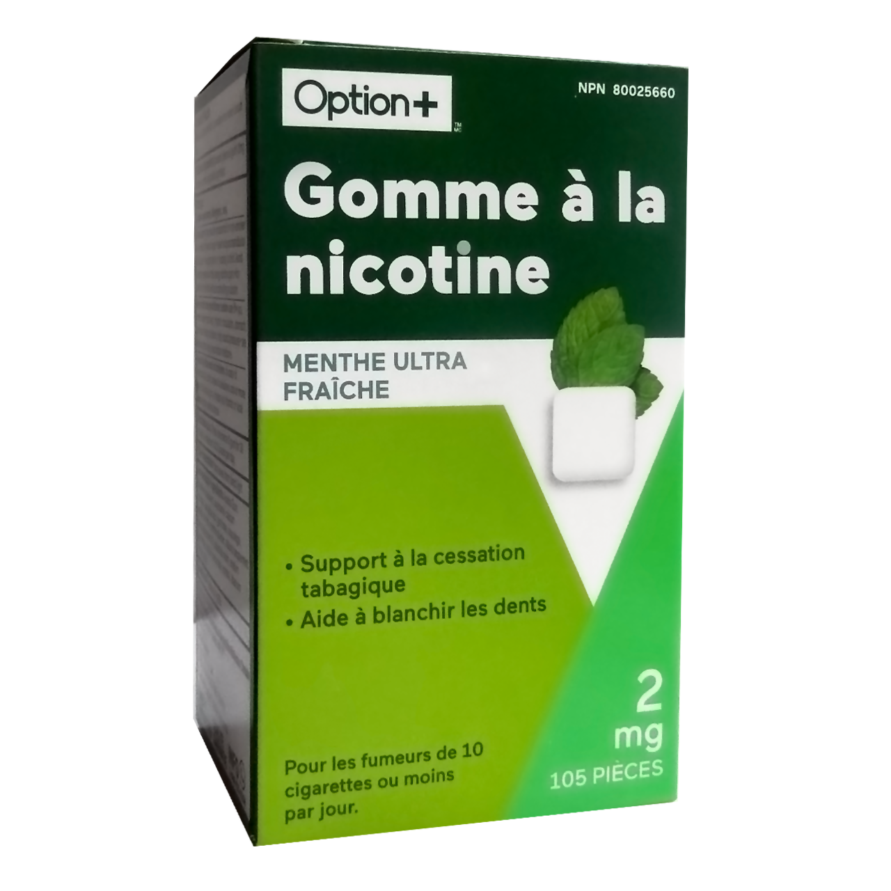 Option+ Nicotine Gum 2 mg, Ultra Fresh Mint Flavour | 105 Pieces
