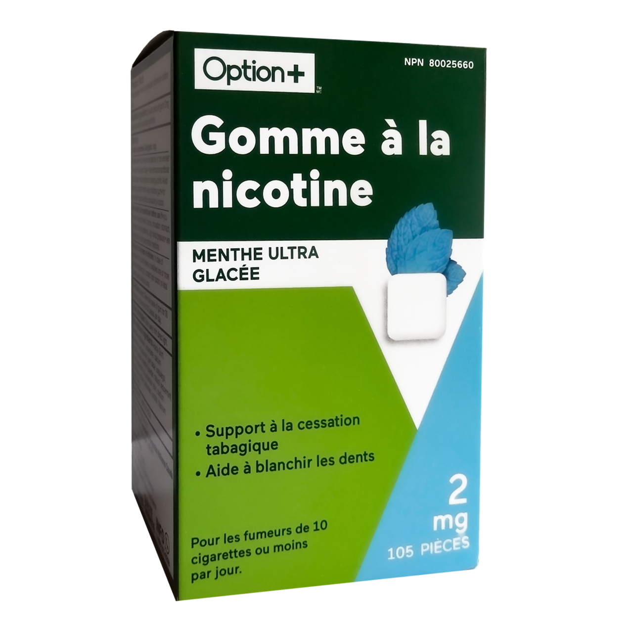 Option+ Nicotine Gum 2 mg, Ultra Ice Mint Flavour | 105 Pieces