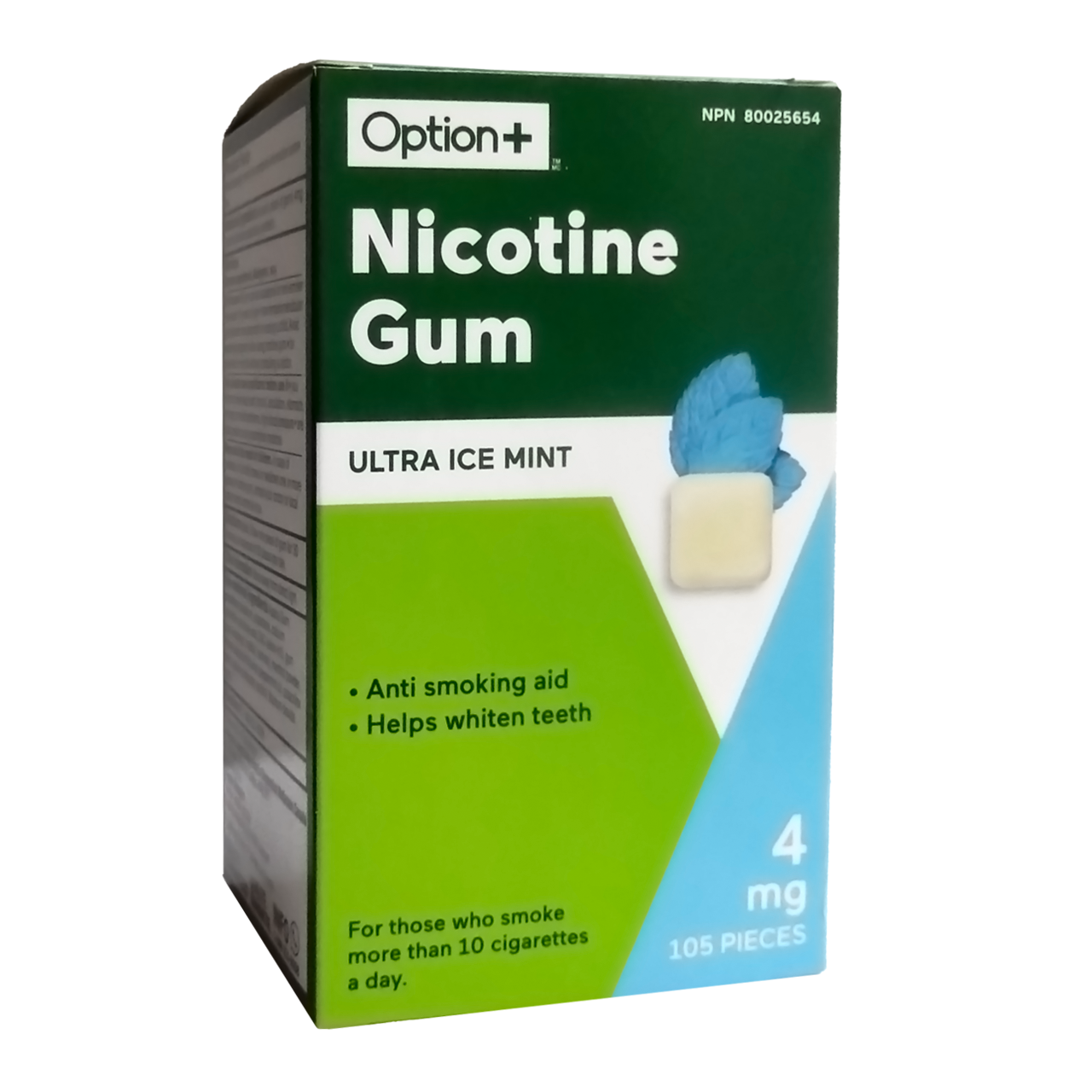 Option+ Nicotine Gum 4 mg, Ultra Ice Mint Flavour | 105 Pieces