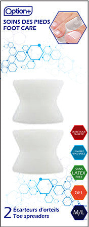 Option+ Gel Toe Spreaders Latex Free  - Medium / Large | 2 Pack