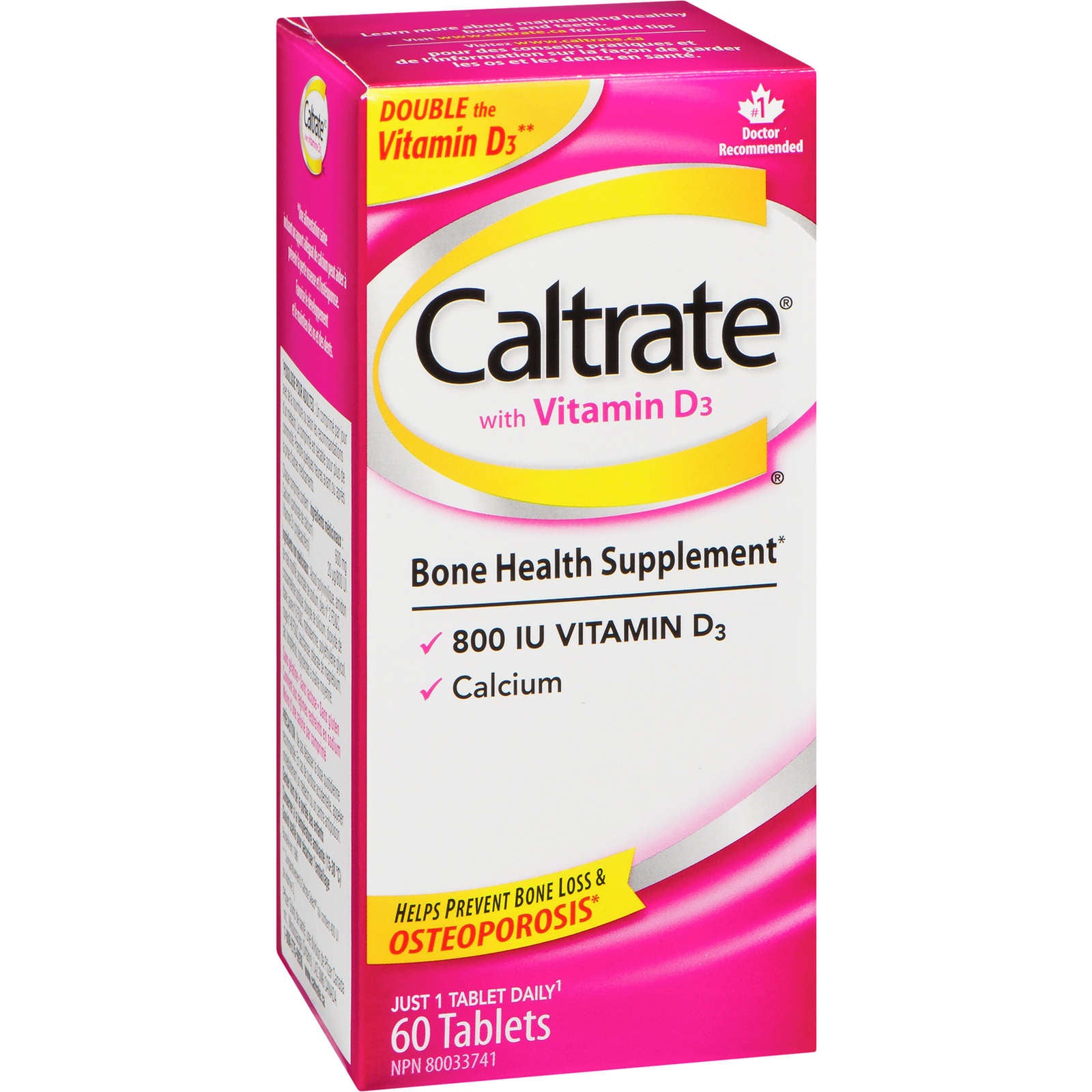 Caltrate Calcium & Vitamin D3 Bone Health Supplement Tablets, 60 Count