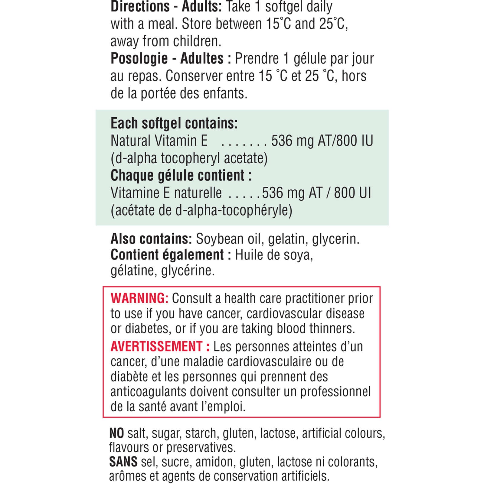 Vitamin E 800 IU/536 mg at