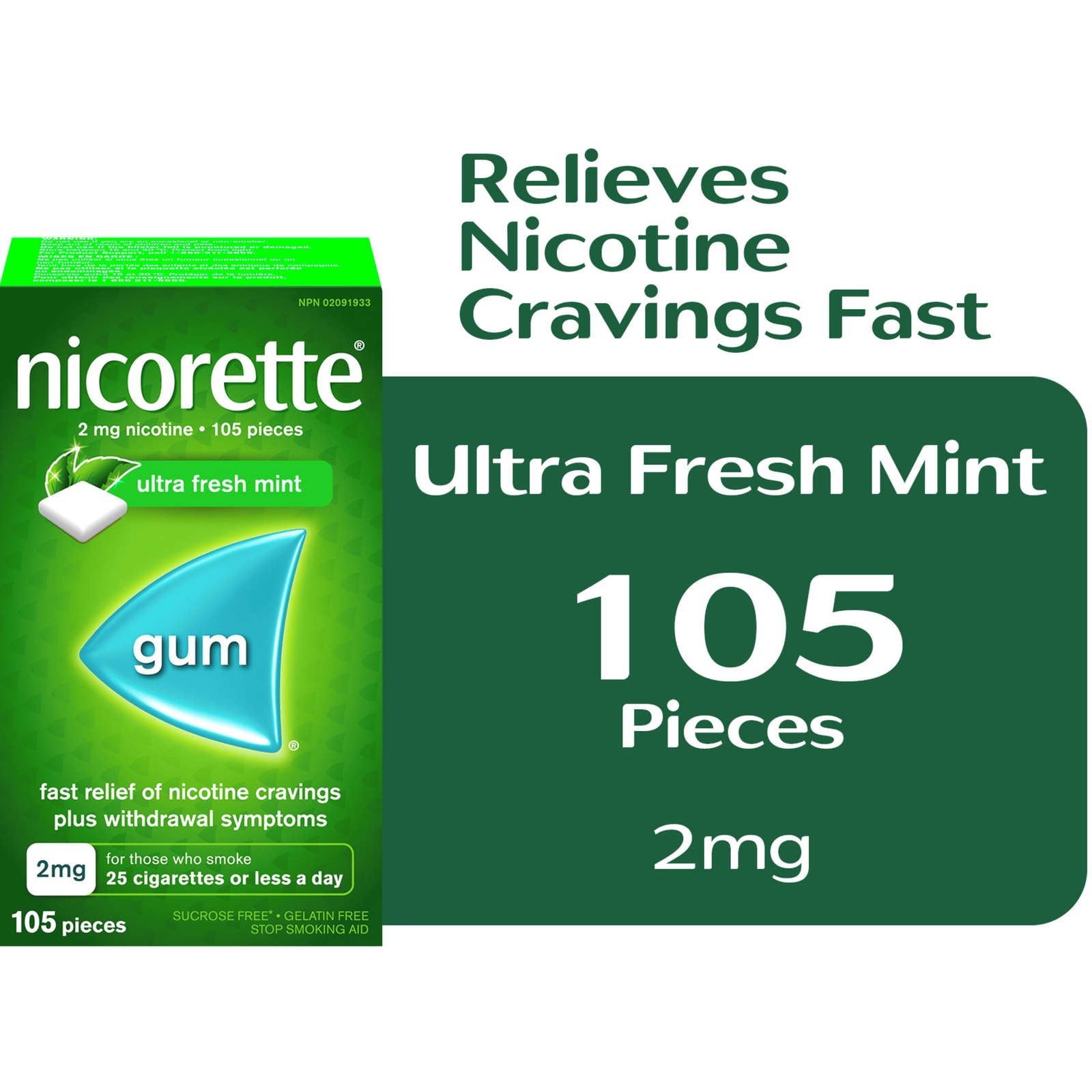Nicotine Gum, 2 mg, Ultra Fresh Mint Flavour