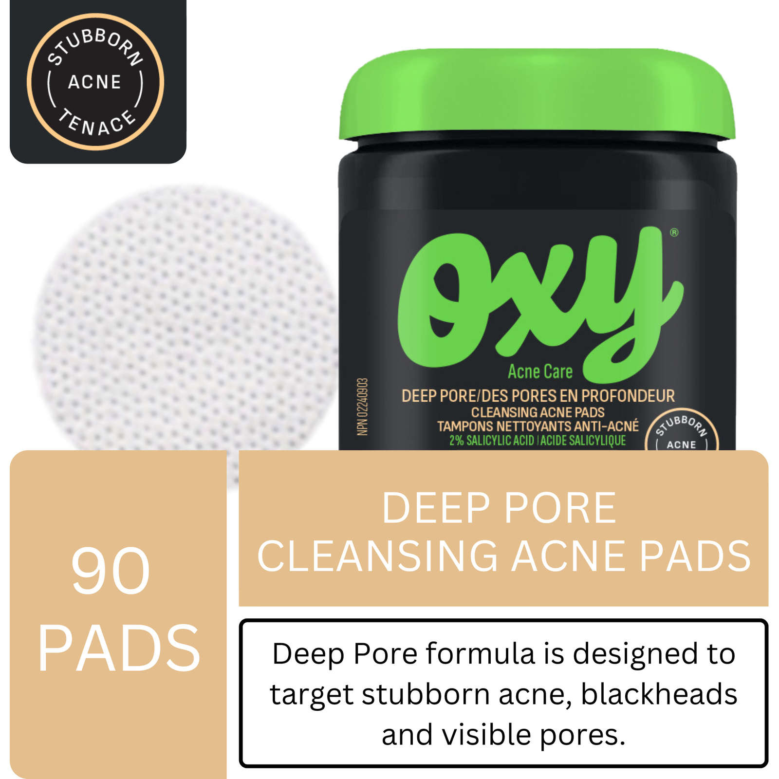 Deep Pore Cleansing Acne Pads with Salicylic Acid, For Stubborn Acne, For Blackheads and Visible Pores