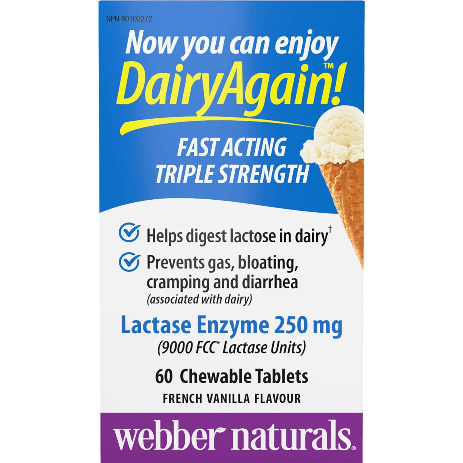 Dairy Again!™ Lactase Enzyme 250 mg French Vanilla