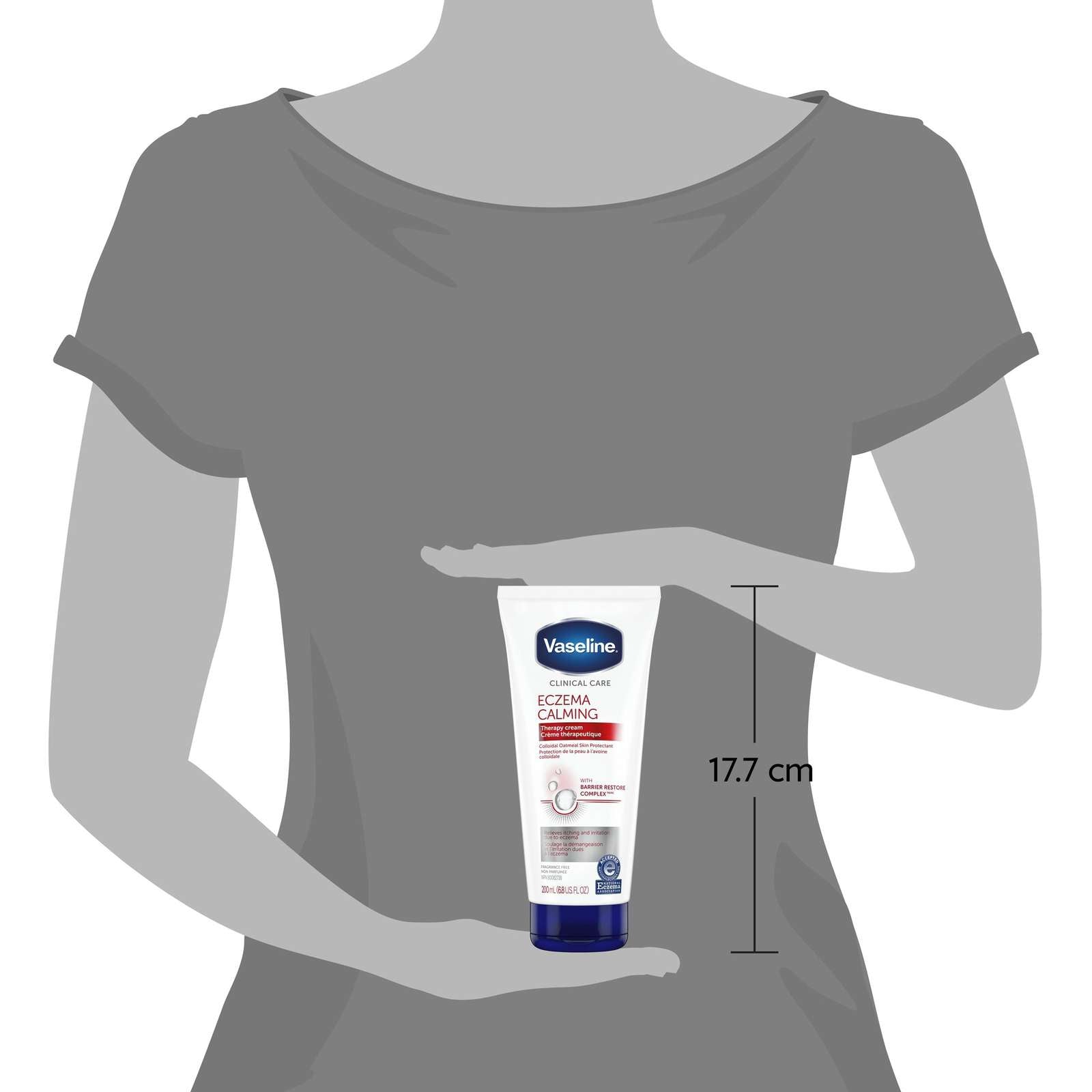 Vaseline Clinical Care™ Body Cream lotion for eczema prone skin Eczema Calming Therapy Cream with Colloidal Oatmeal Skin Protectant to provide instant relief for dry, itchy skin 200 ml