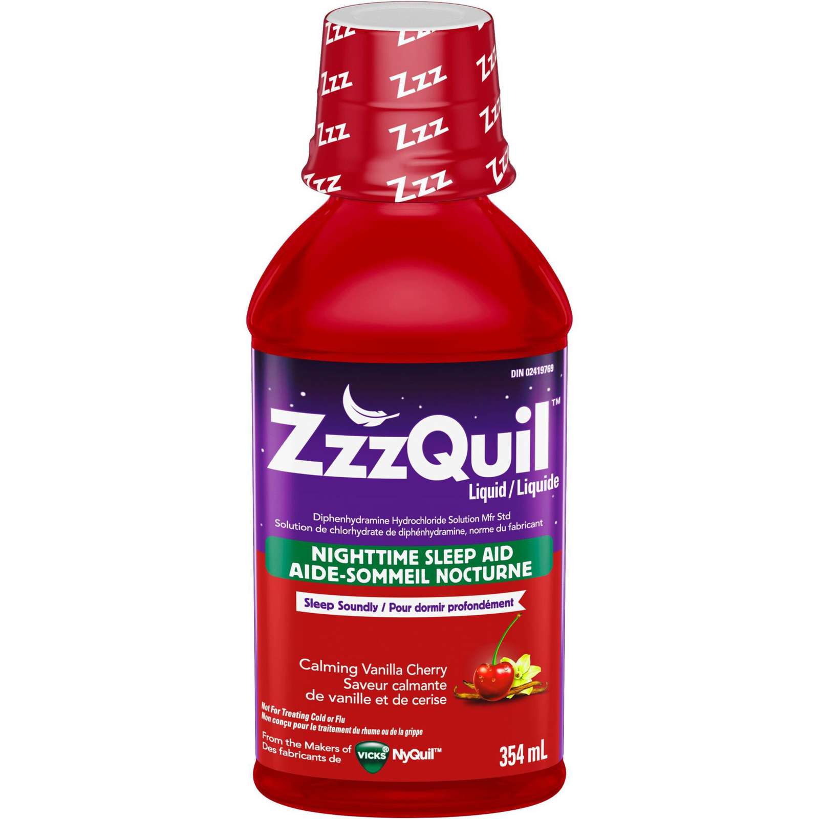ZzzQuil Nighttime Sleep Aid Liquid, Calming Vanilla Cherry, 354 mL