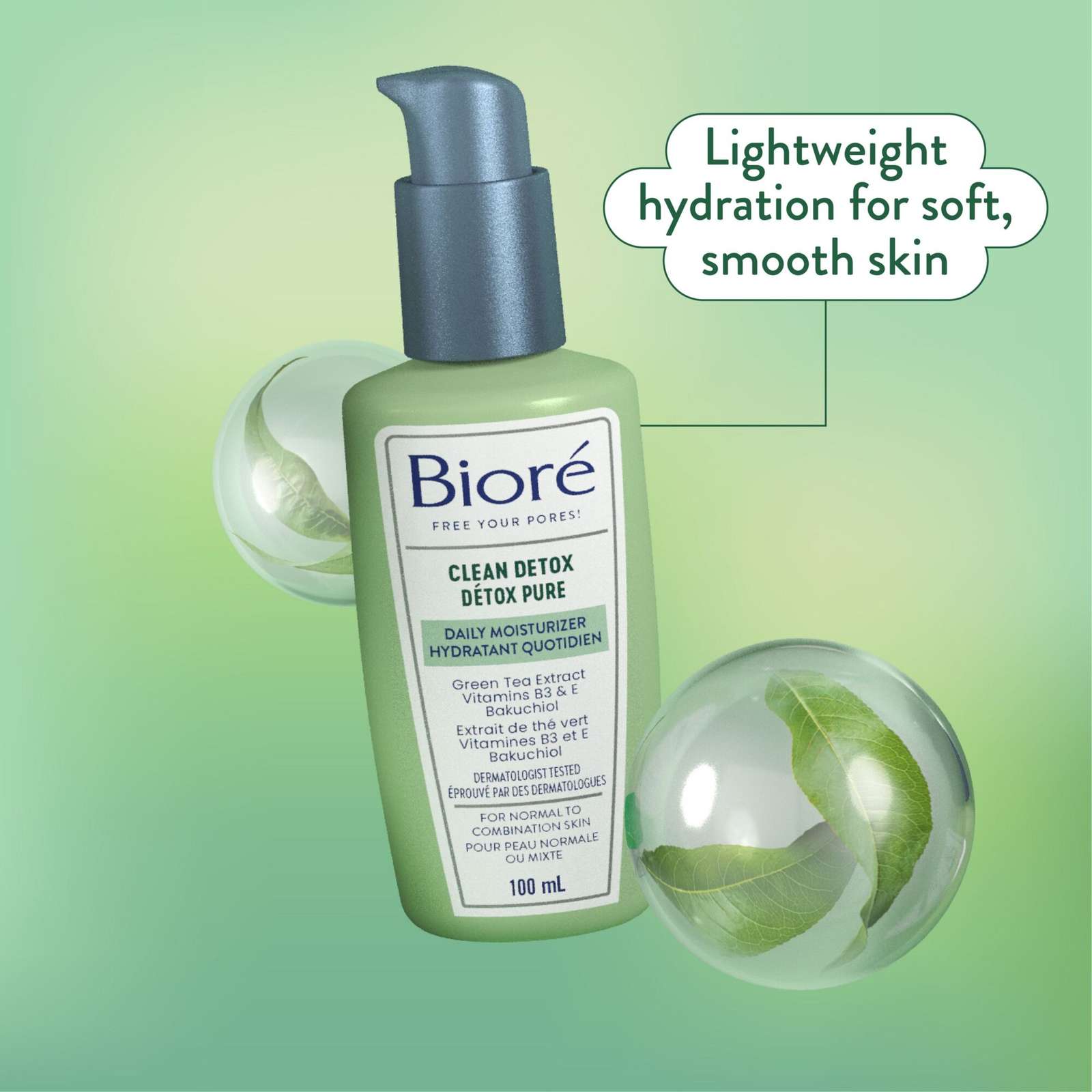 Bioré Clean Detox Hydrating Moisturizer, for Normal to Combination Skin