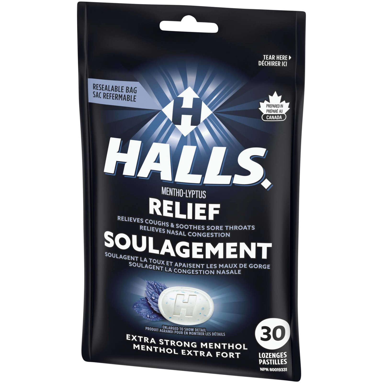 Halls Relief Mentho-Lyptus Extra Strong Menthol, 30 Cough Drops