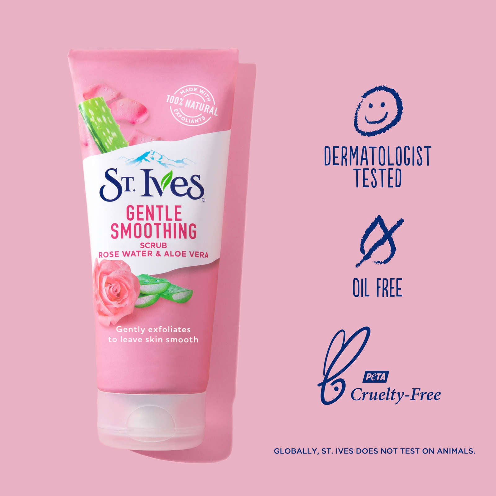 Gentle Smoothing Scrub for smooth skin Rose Water & Aloe Vera Made with 100% Natural Exfoliants