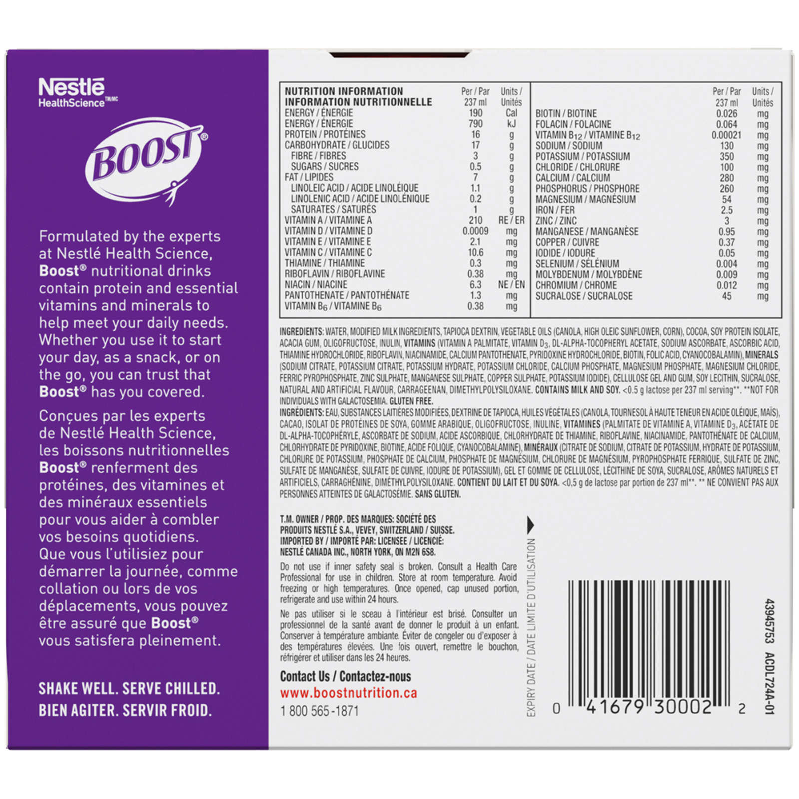 Diabetic Chocolate Nutritional Supplement Drink, Pack of 6, 6 x 237 ml