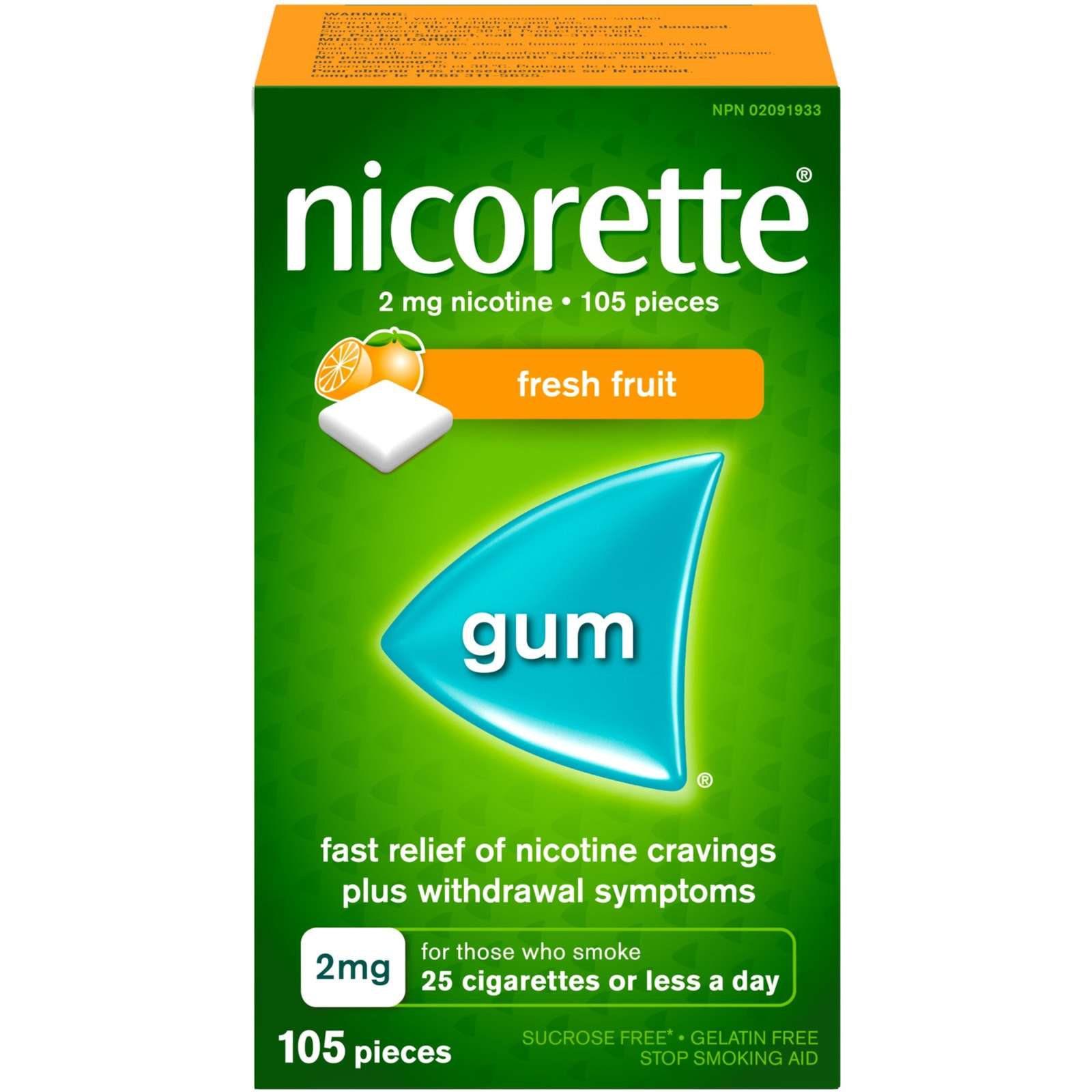 Nicotine Gum, 2 mg, Fresh Fruit Flavour