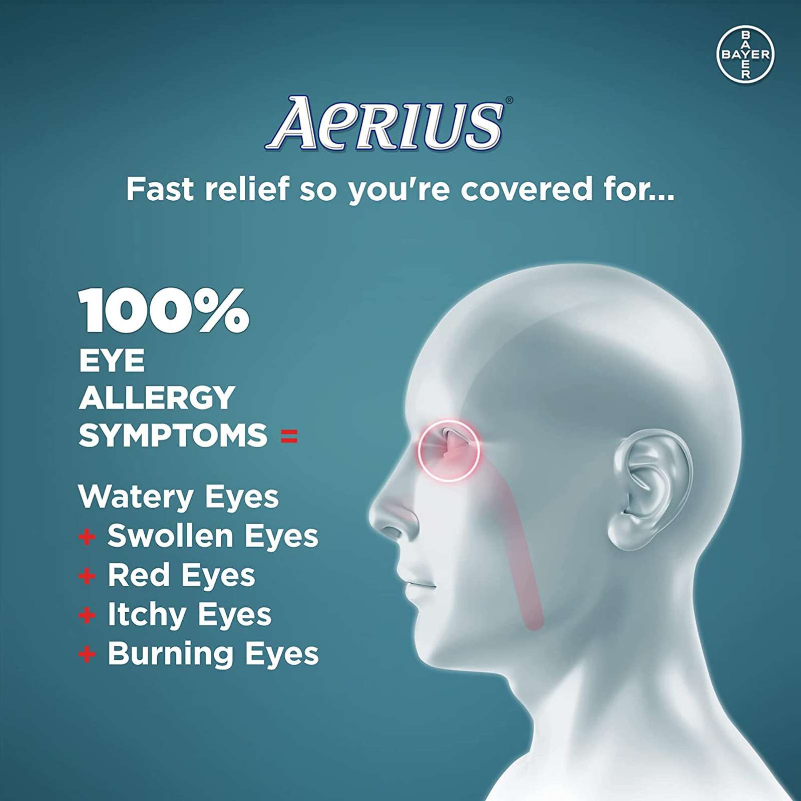 Aerius Allergy Medicine, Fast Relief, 24-Hour, Non-Drowsy, 15 Symptoms, 50 Tablets
