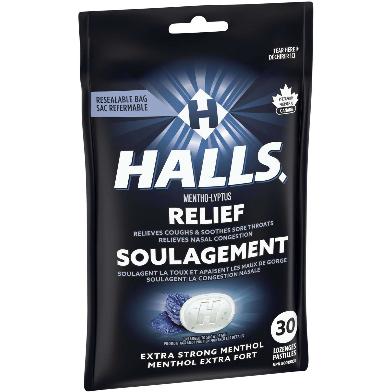 Halls Relief Mentho-Lyptus Extra Strong Menthol, 30 Cough Drops