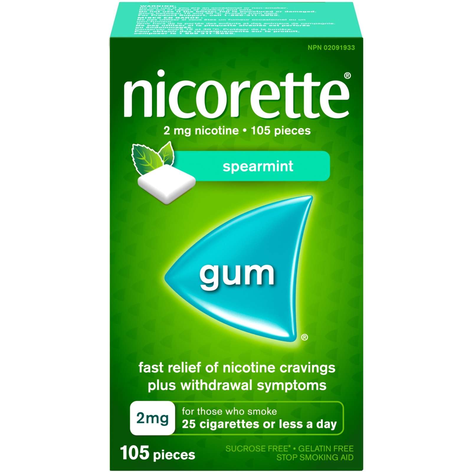 Nicotine Gum, 2 mg, Spearmint Flavour