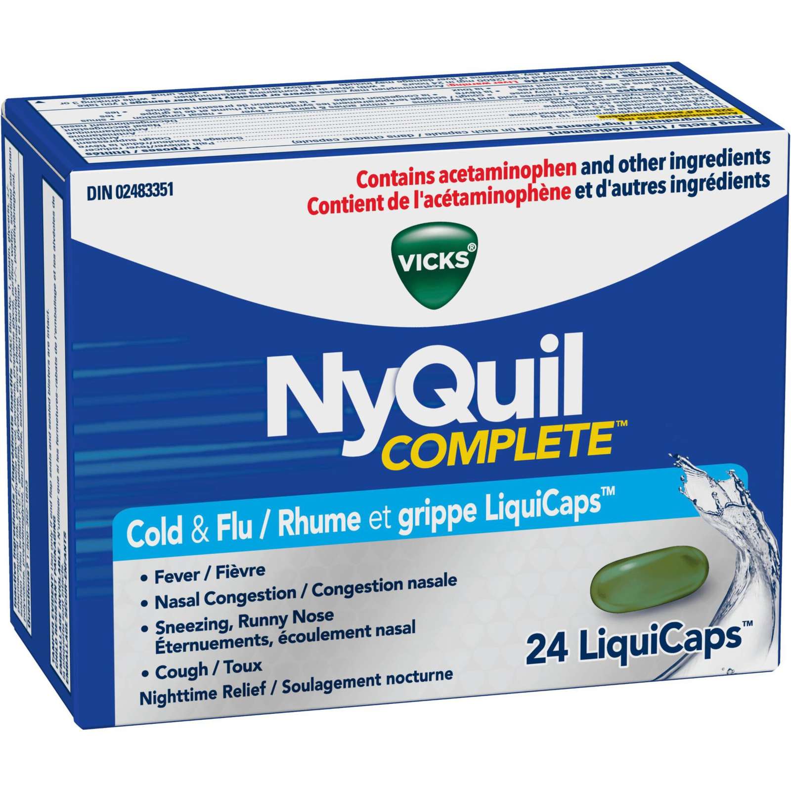 NyQuil COMPLETE Cough, Cold & Flu Nighttime Relief, 24 LiquiCaps