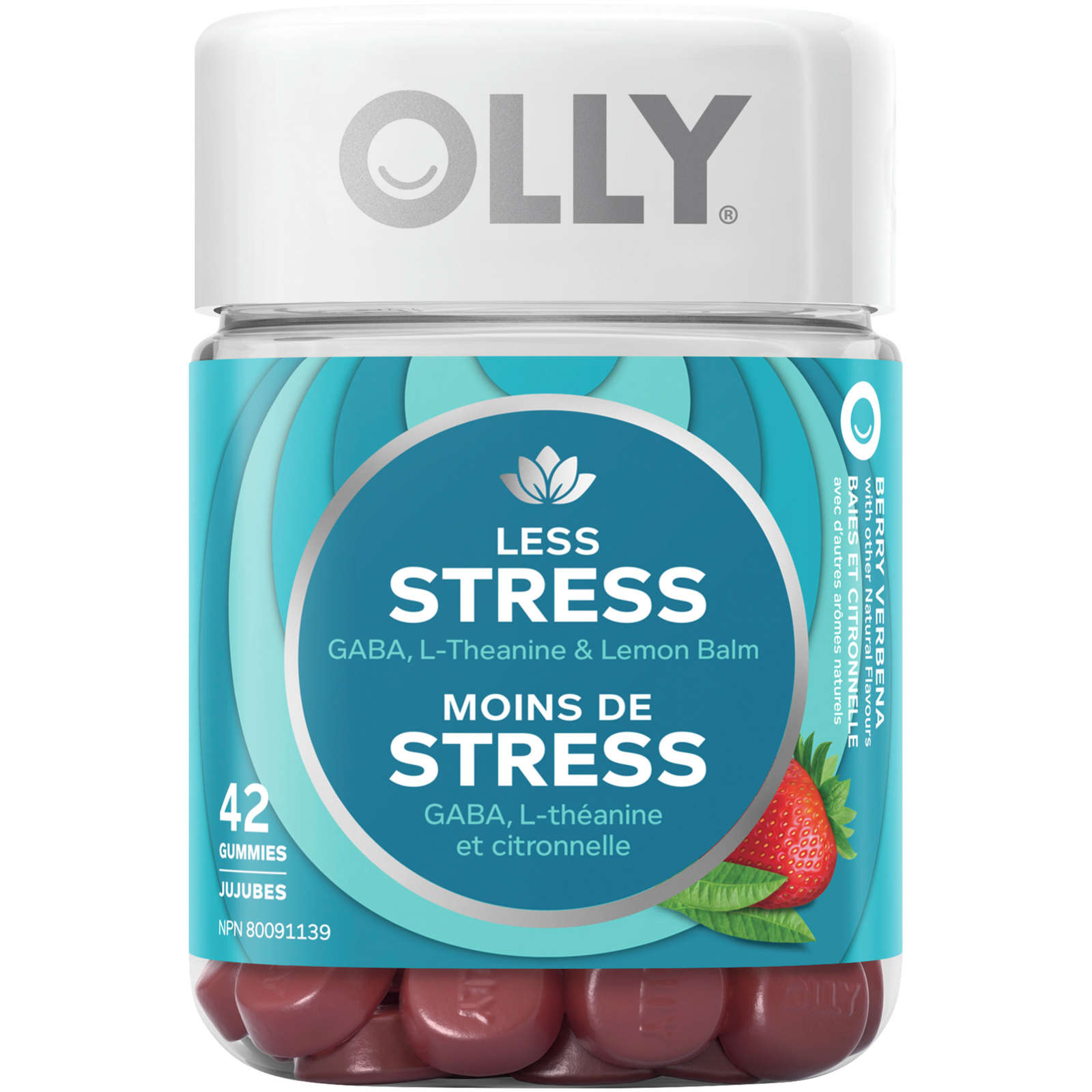 OLLY Supplement For Stress-Relief Berry Verbena gluten free 21 day supply 42 gummies