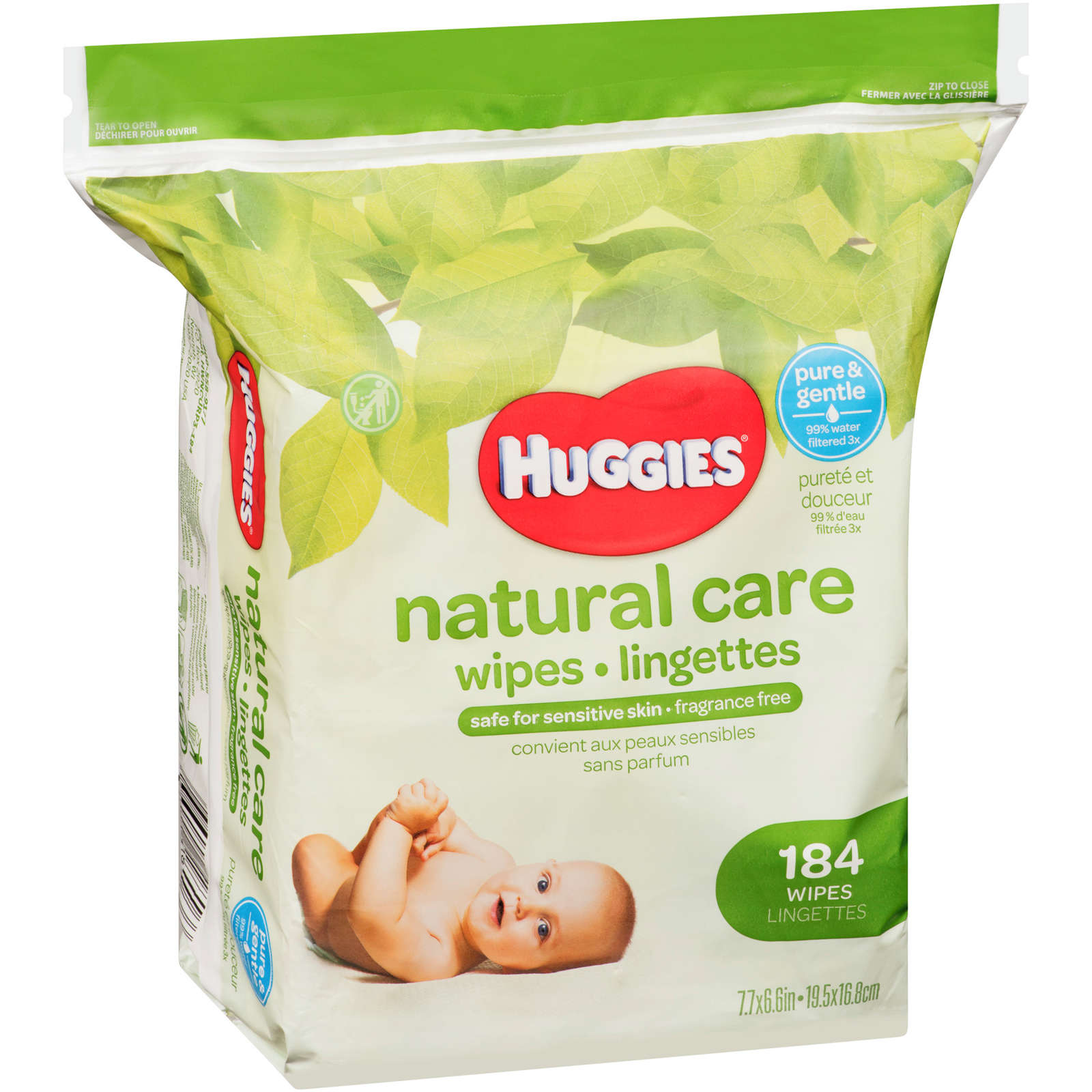 Natural Care Sensitive Baby Wipes, Unscented, 1 Refill Pack