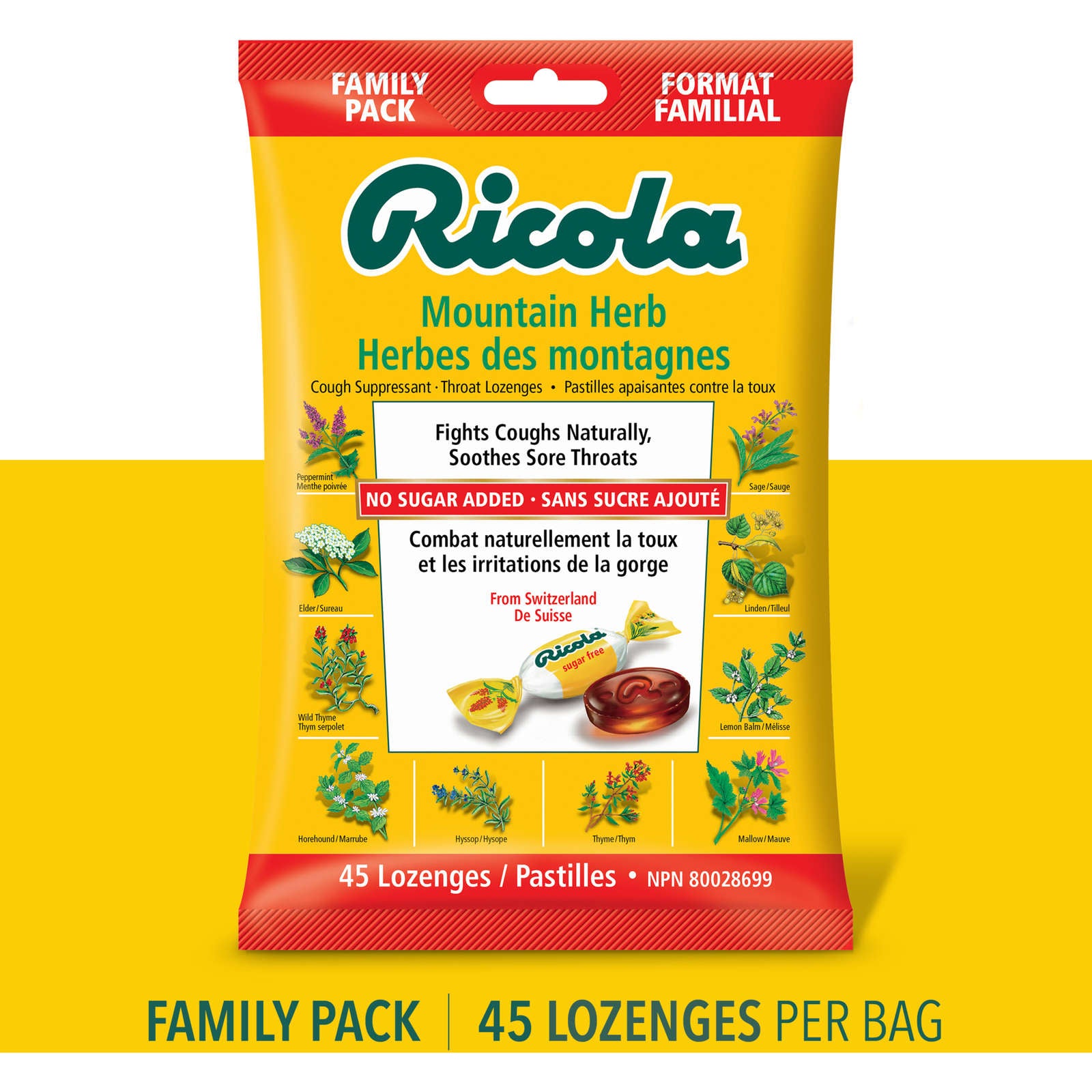 Mountain Herb No Sugar Added Family Bag Cough Suppressant Throat Lozenges