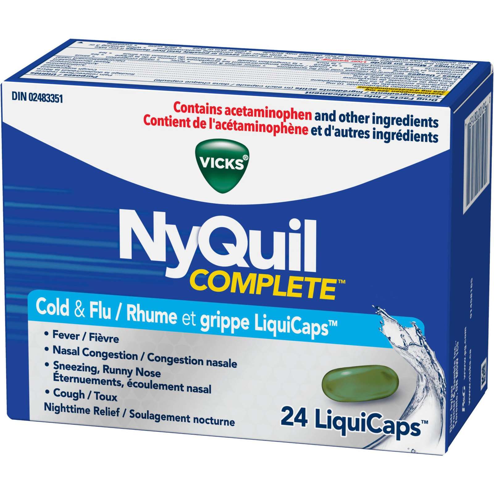 NyQuil COMPLETE Cough, Cold & Flu Nighttime Relief, 24 LiquiCaps