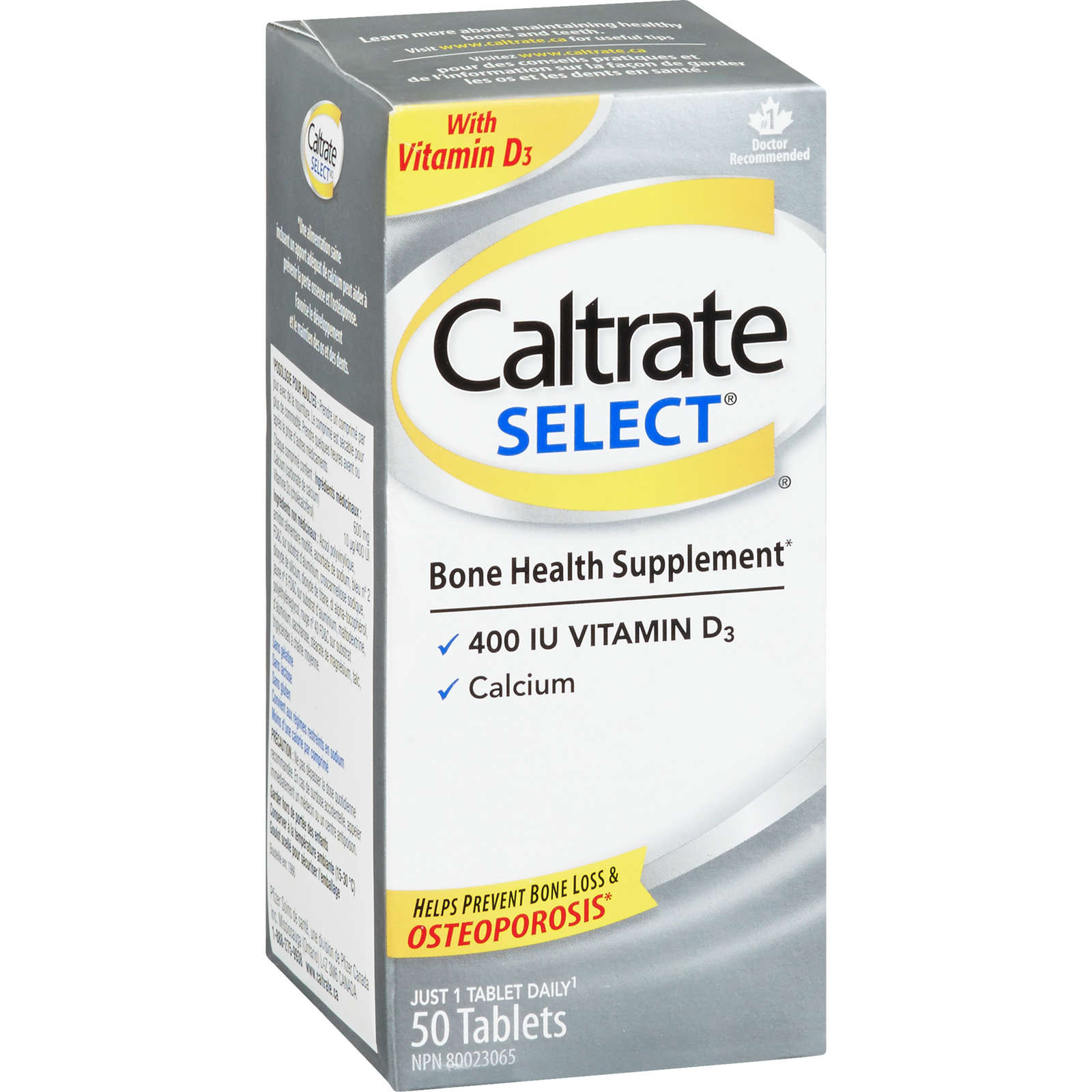 Caltrate Select Calcium & Vitamin D3 Bone Health Supplement Tablets, 50 Count