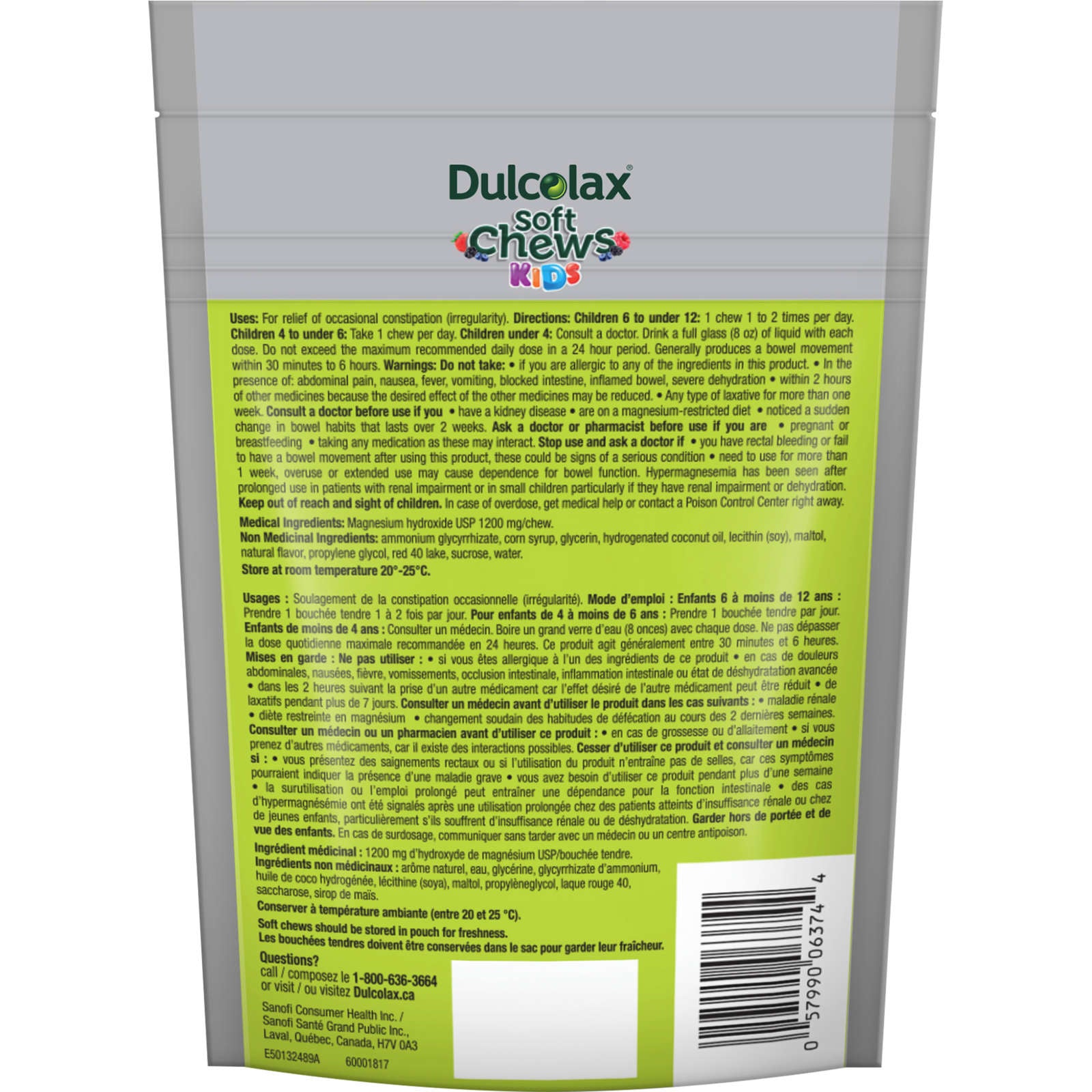 Dulcolax Soft Chews Kids, Wild Berry, Dependable, Predictable, and Gentle, Laxatives for Fast Occasional Constipation Relief, Stimulant-Free, Gluten-Free, For Kids Ages 4 & Over