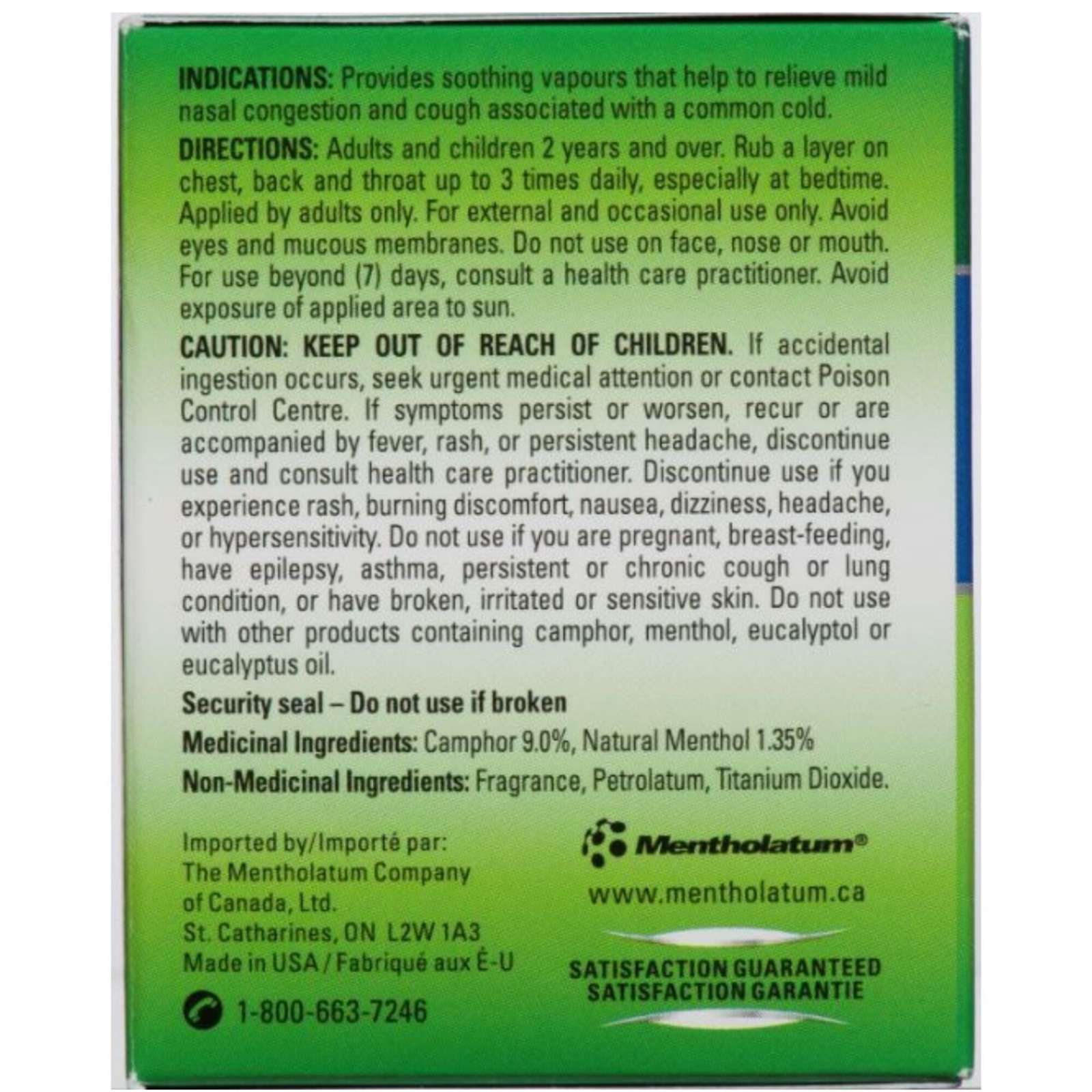 Natural Menthol Rub Ointment, Vapourizing Rub, Cough Suppressant & Nasal Decongestant