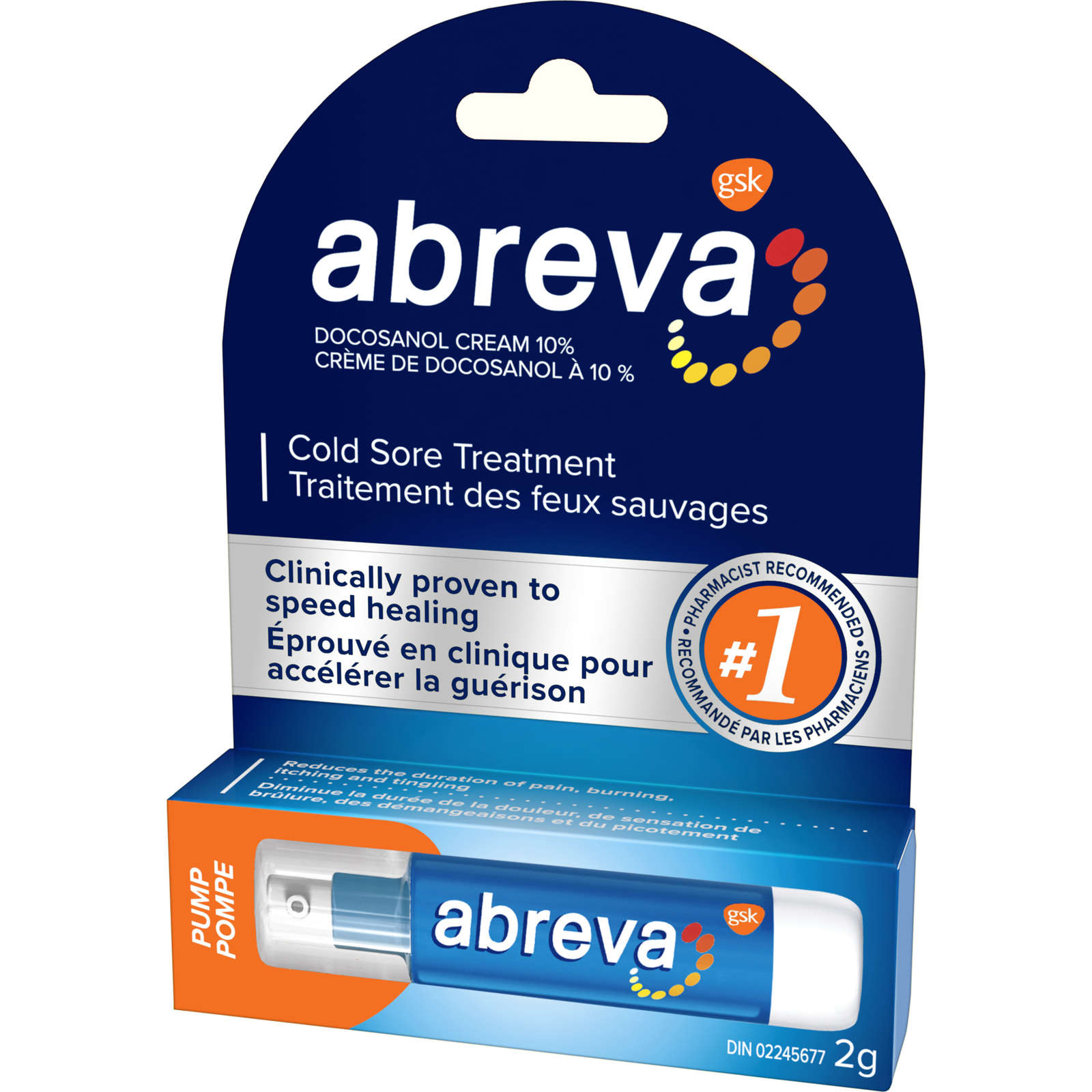 Abreva Cold Sore Treatment Cream Pump 2g