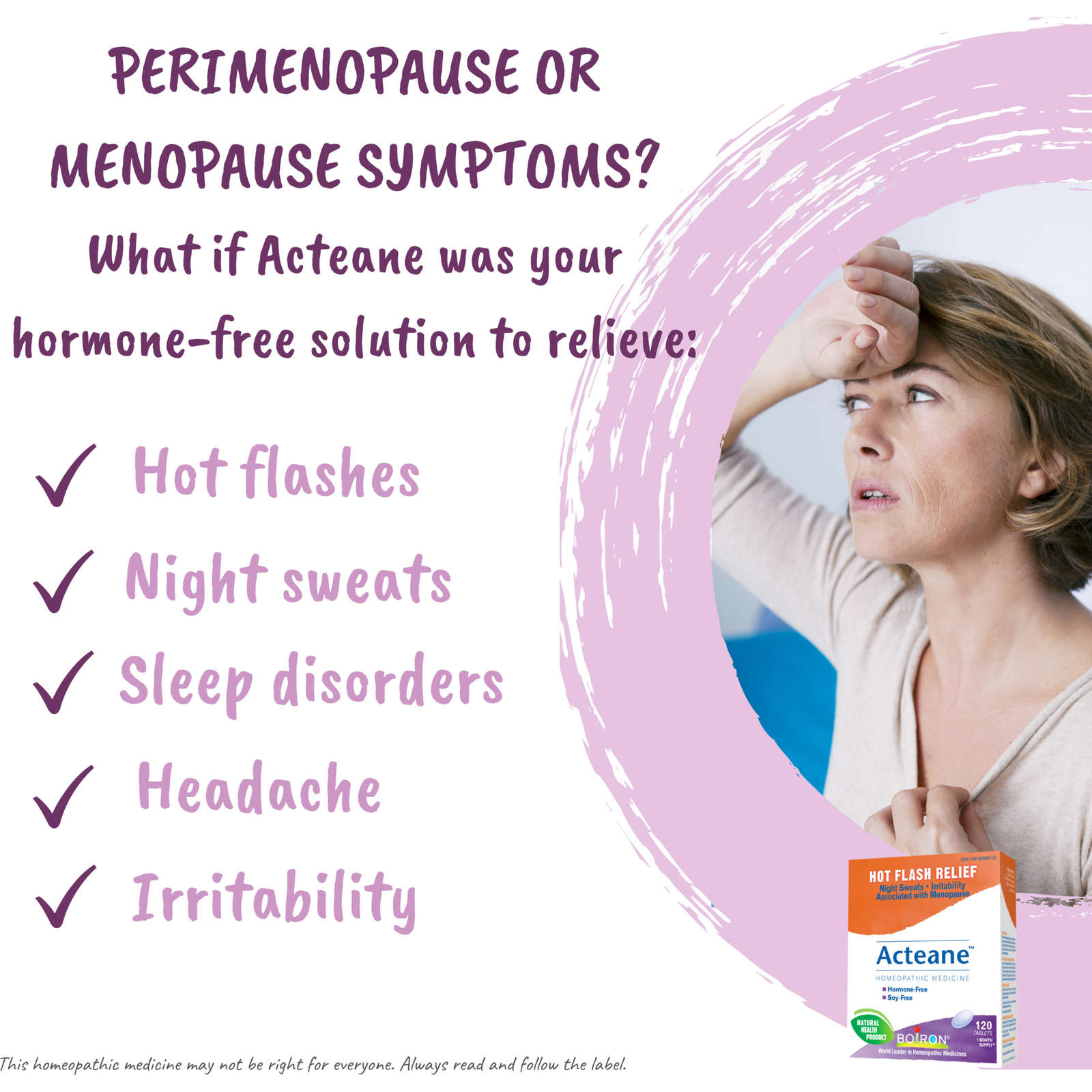 Acteane Relieves the Perimenopause and Menopause Symptoms