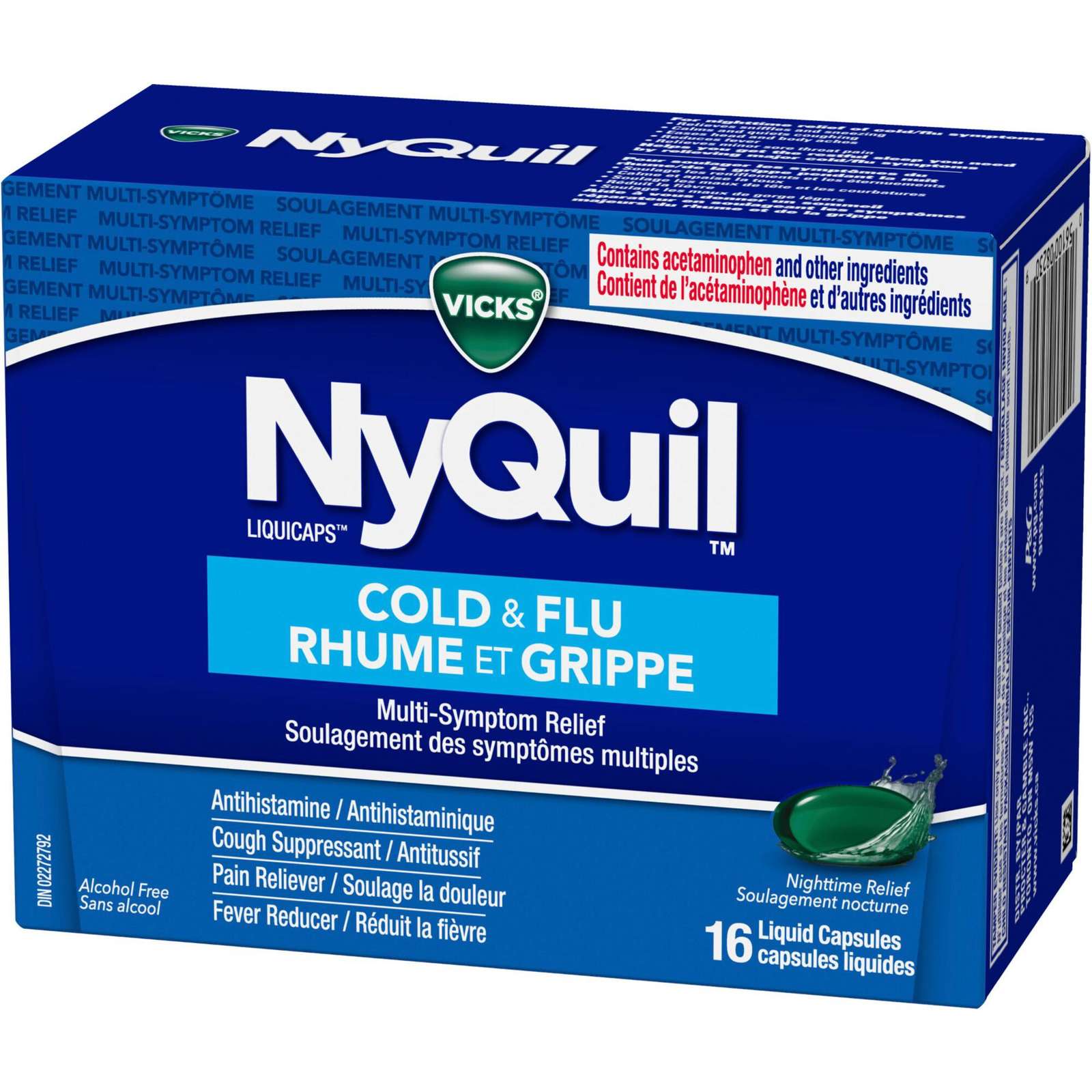 NyQuil Cold & Flu Multi-Symptom Relief Liquid Capsules, 16 Count
