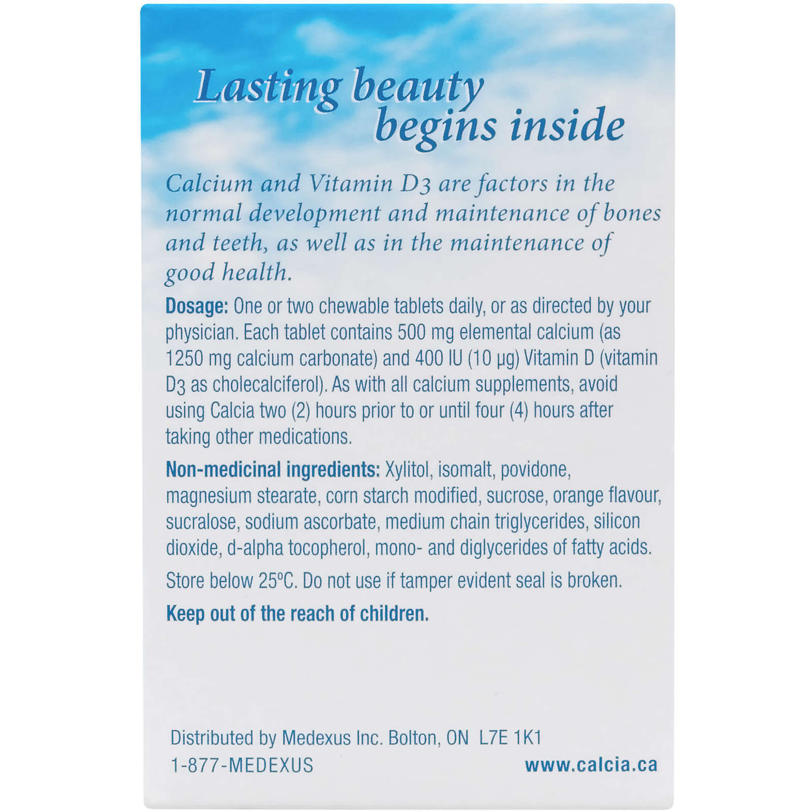 Calcia Calcium with Vitamin D 400IU 500MG orange