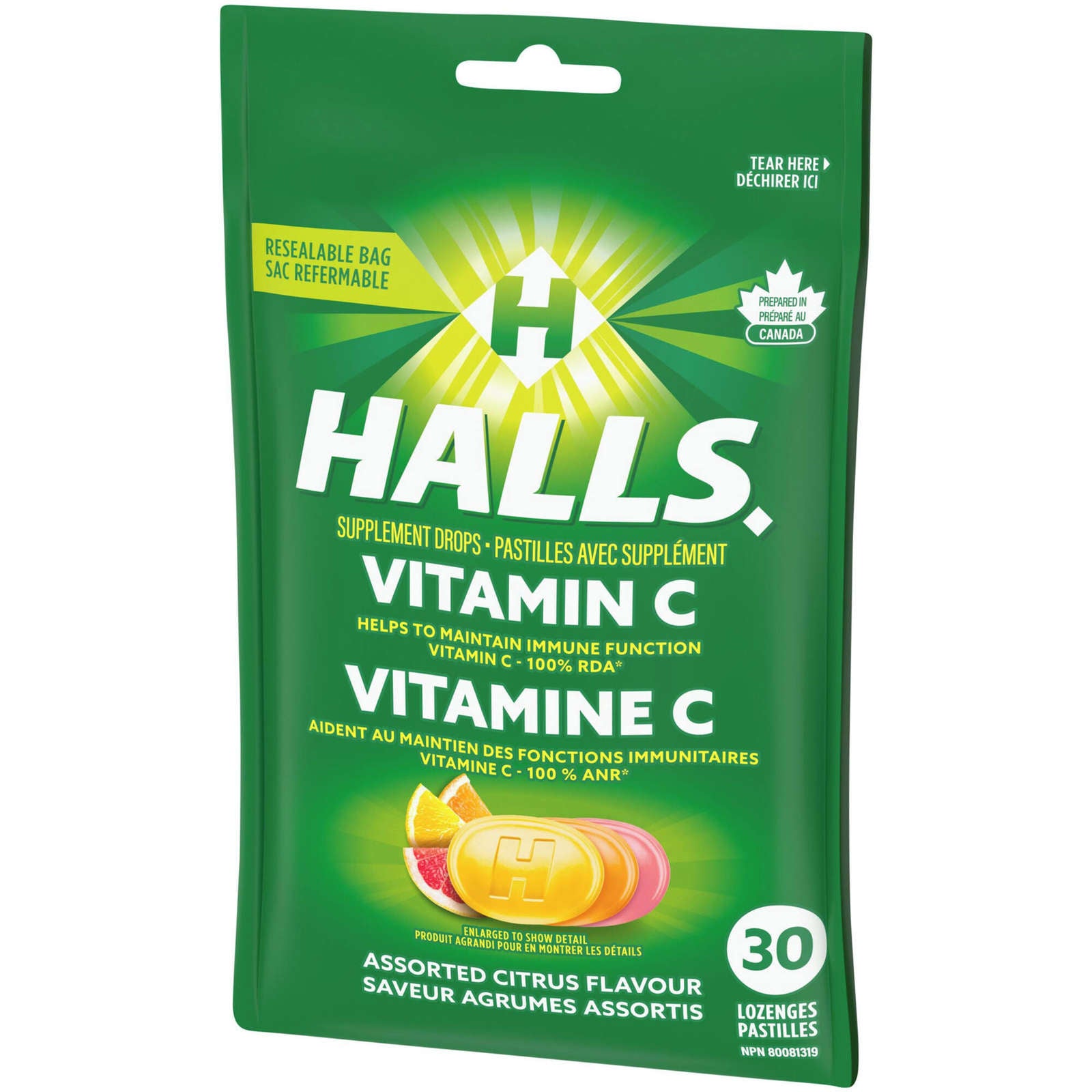 Halls Vitamin C Assorted Citrus Flavour, 30 Supplement Drops