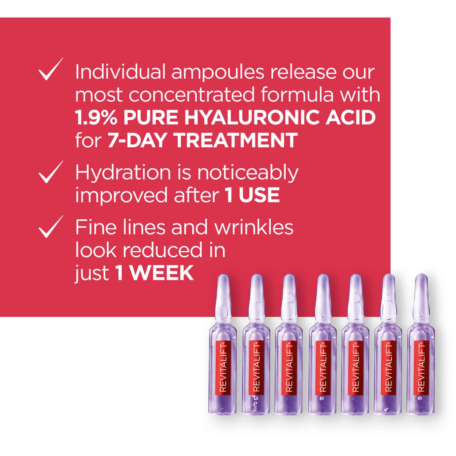 Revitalift Triple Power LZR, 1.9% Pure Hyaluronic Acid Replumping Ampoules for 7-Day Face Treatment