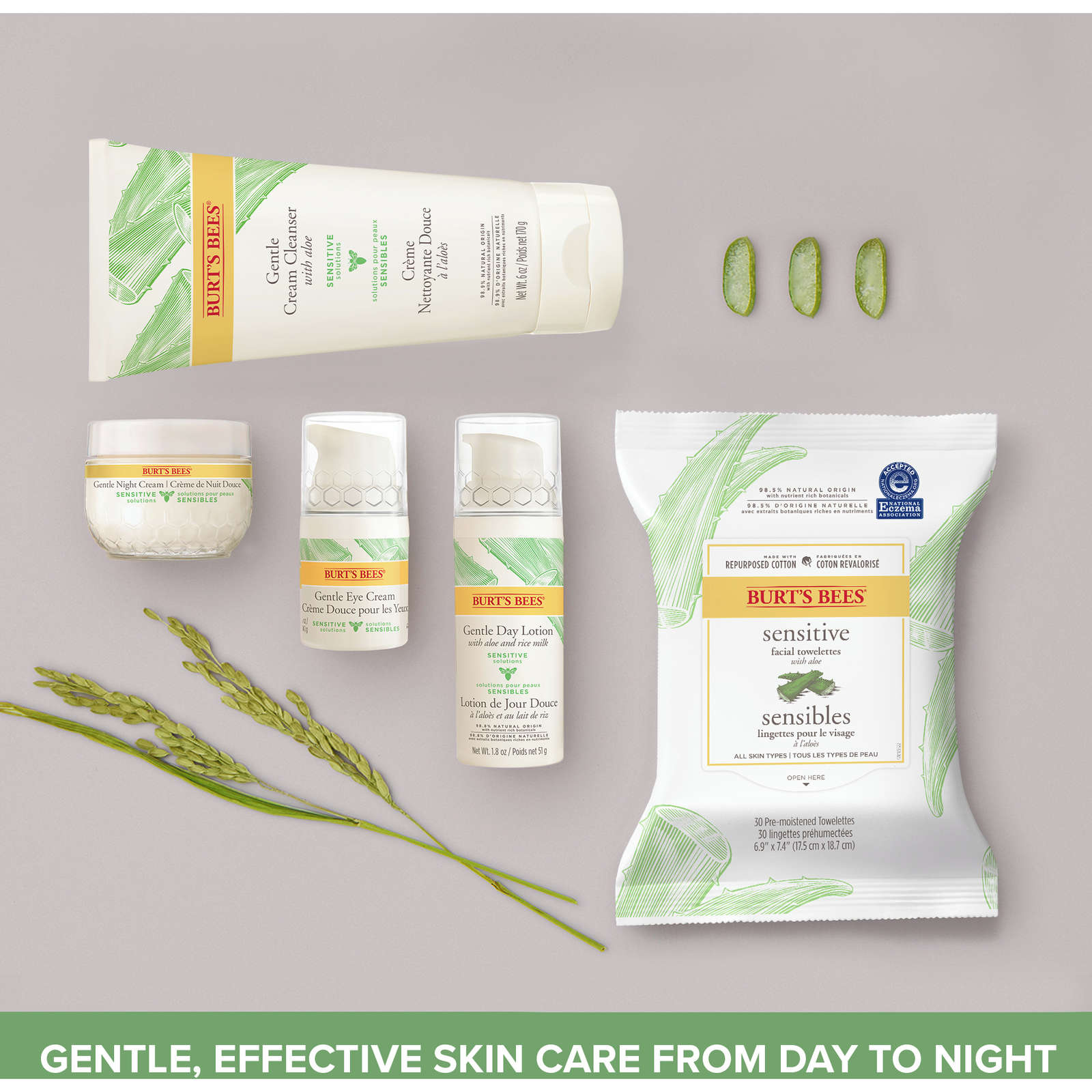 Sensitive Solutions Gentle Facial Cream Cleanser, Daily Face Wash for Sensitive Skin with Aloe, 98.9% Natural Origin, Developed with Dermatologists