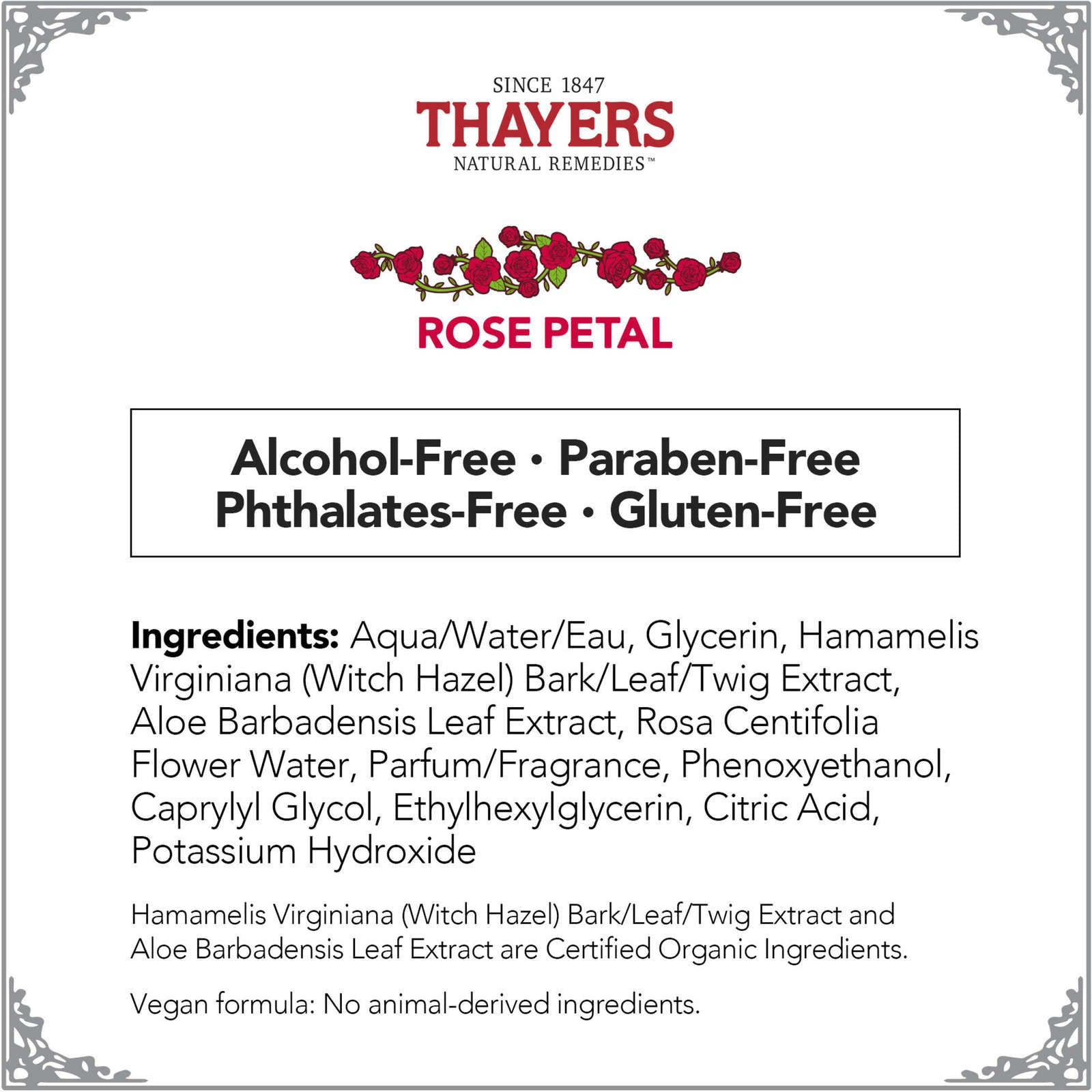 Rose Petal Alcohol-Free Witch Hazel Face Mist with Aloe Vera