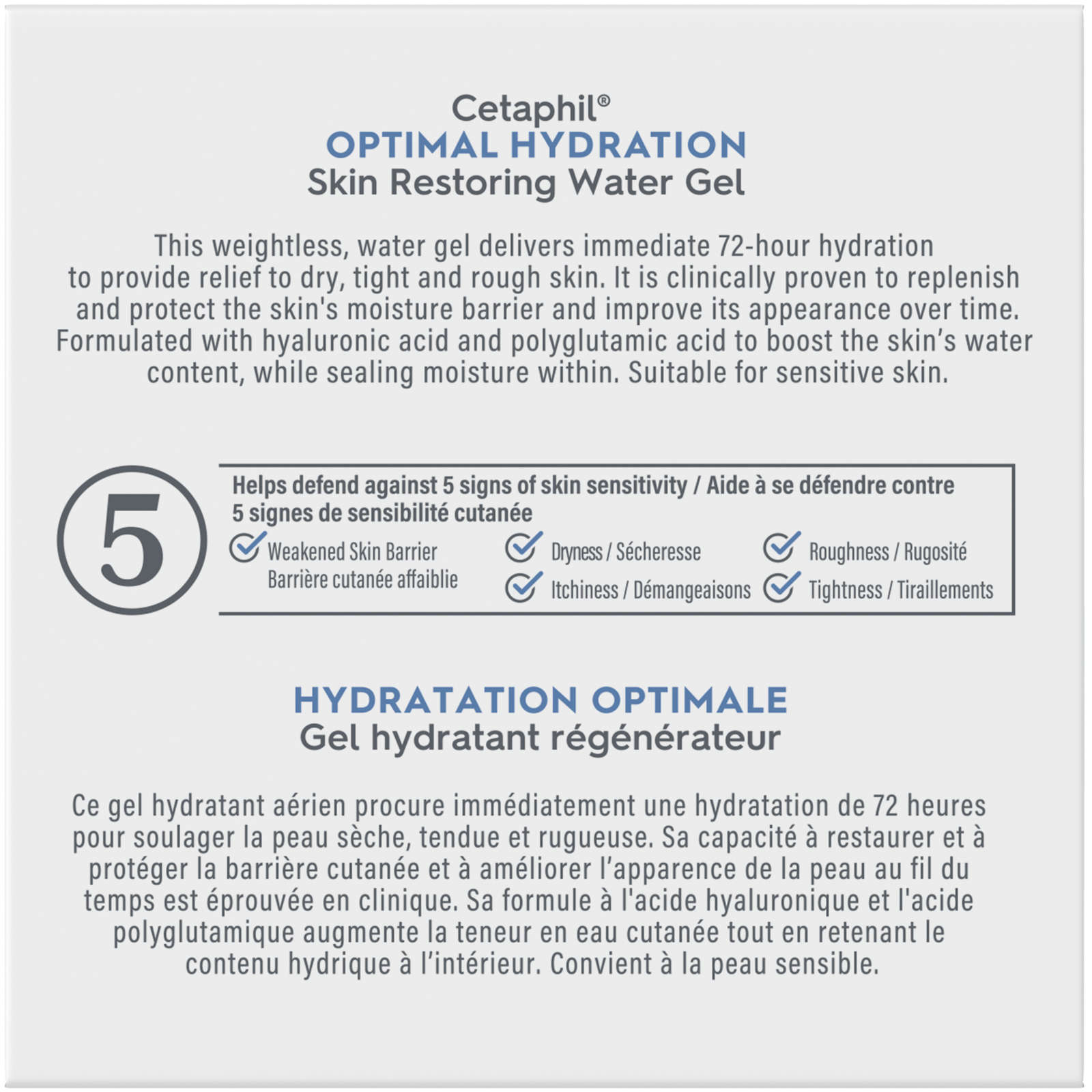 Optimal Hydration Skin Restoring Water Gel - Hydrating Face Moisturizer, 72 Hour Hydration, Ideal for Dry, Dehydrated Sensitive Skin, Fragrance Free, Dermatologist Recommended