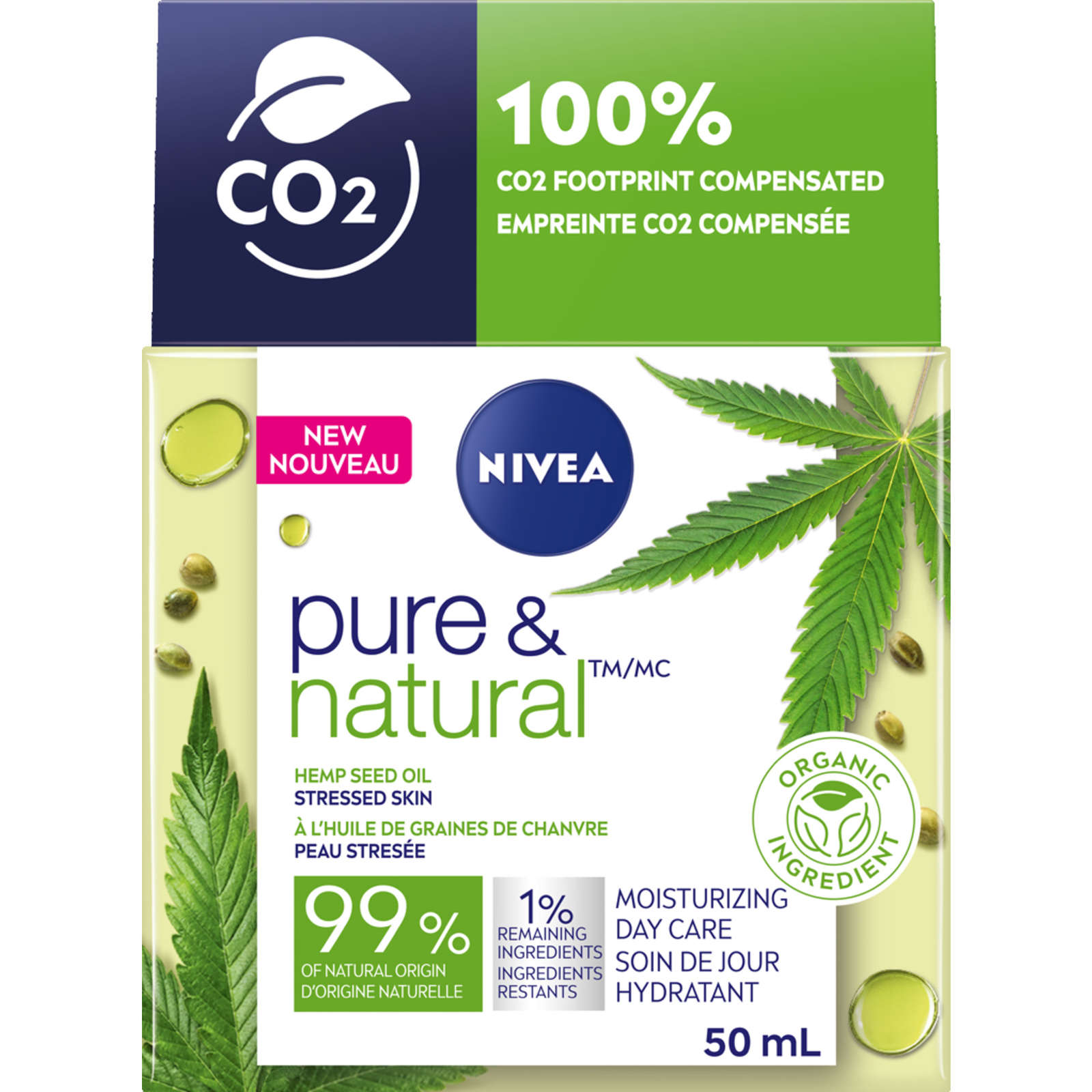 Pure & Natural Moisturizing Organic Hemp Seed Oil Day Care 50mL