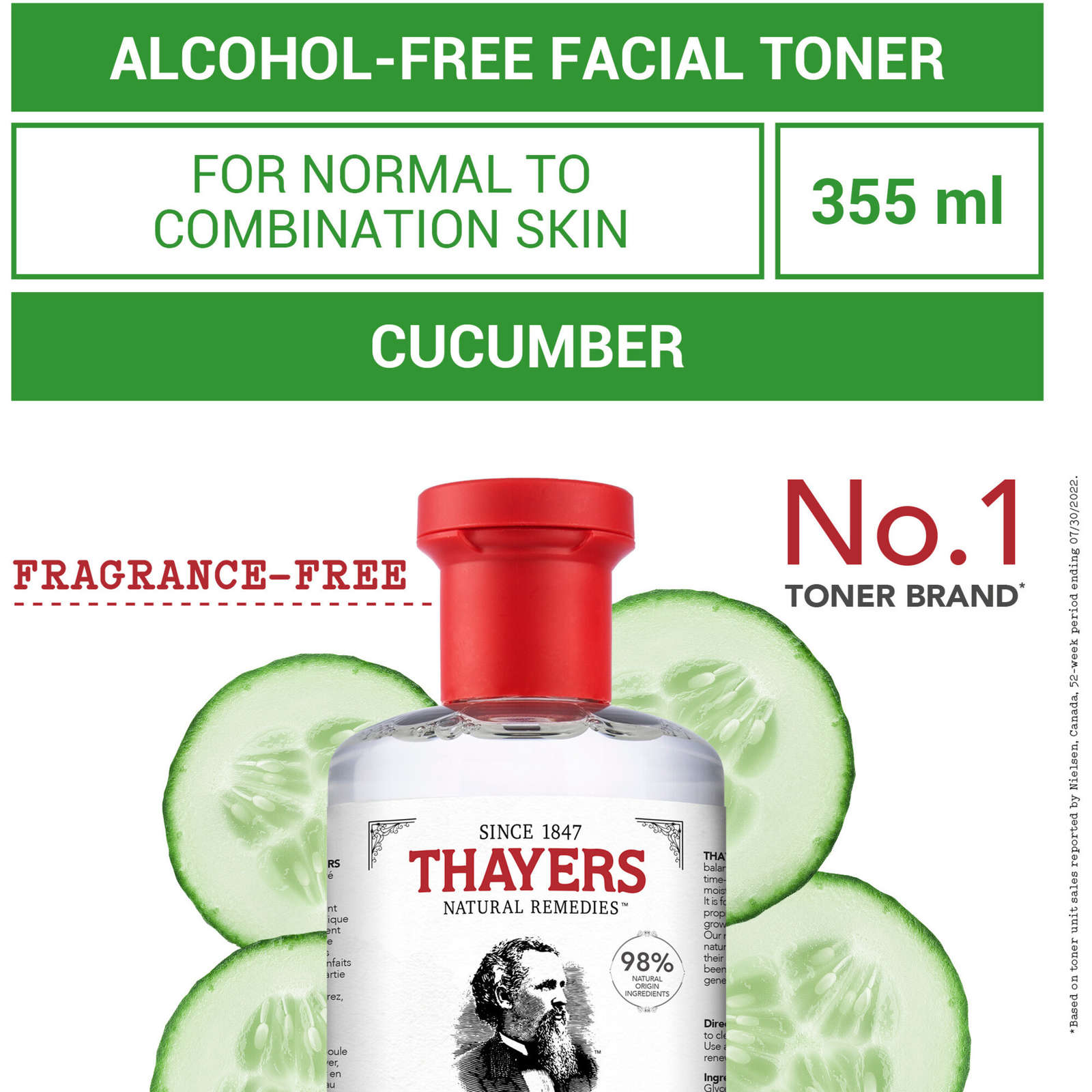 Cucumber Alcohol-Free Witch Hazel Face Toner with Aloe Vera