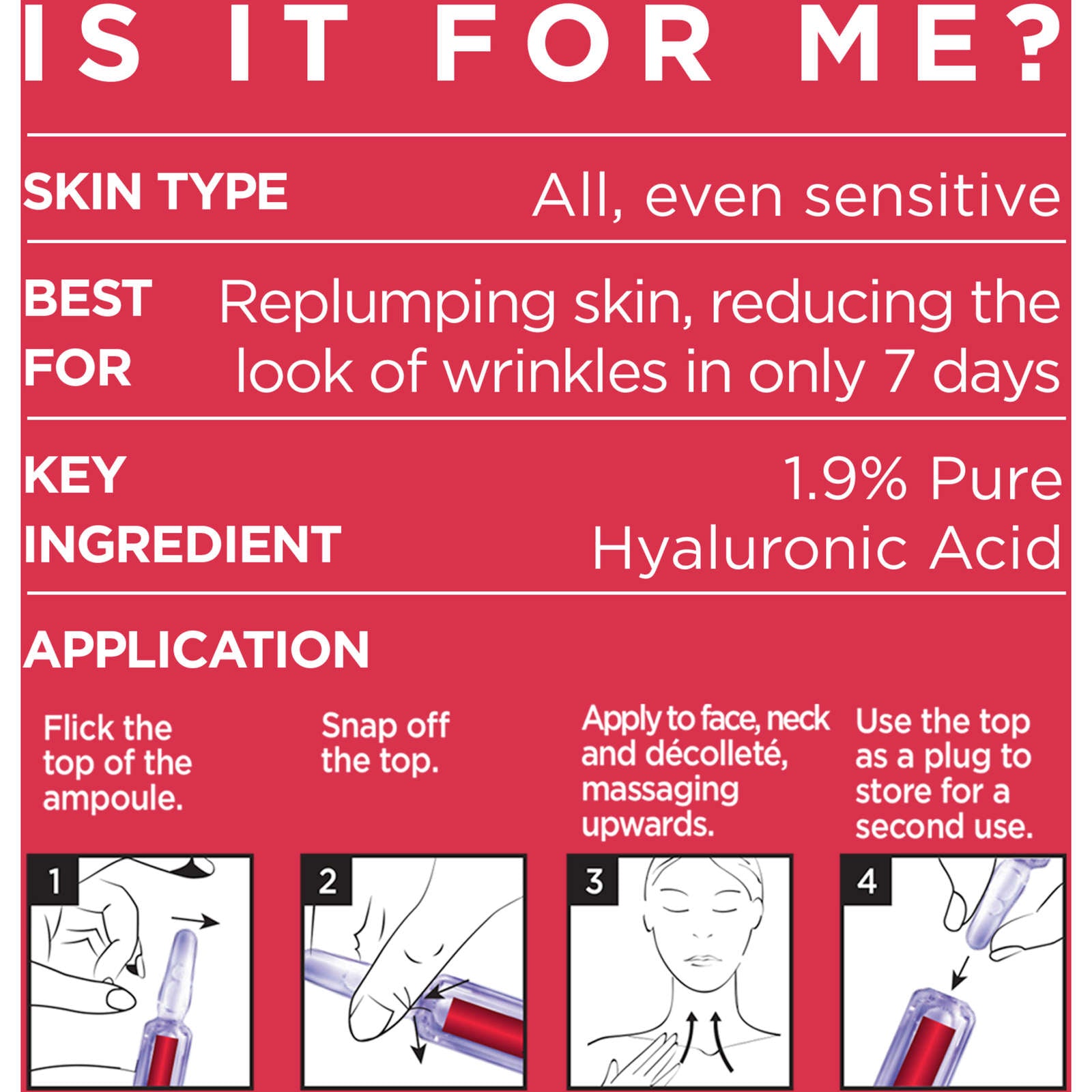 Revitalift Triple Power LZR, 1.9% Pure Hyaluronic Acid Replumping Ampoules for 7-Day Face Treatment