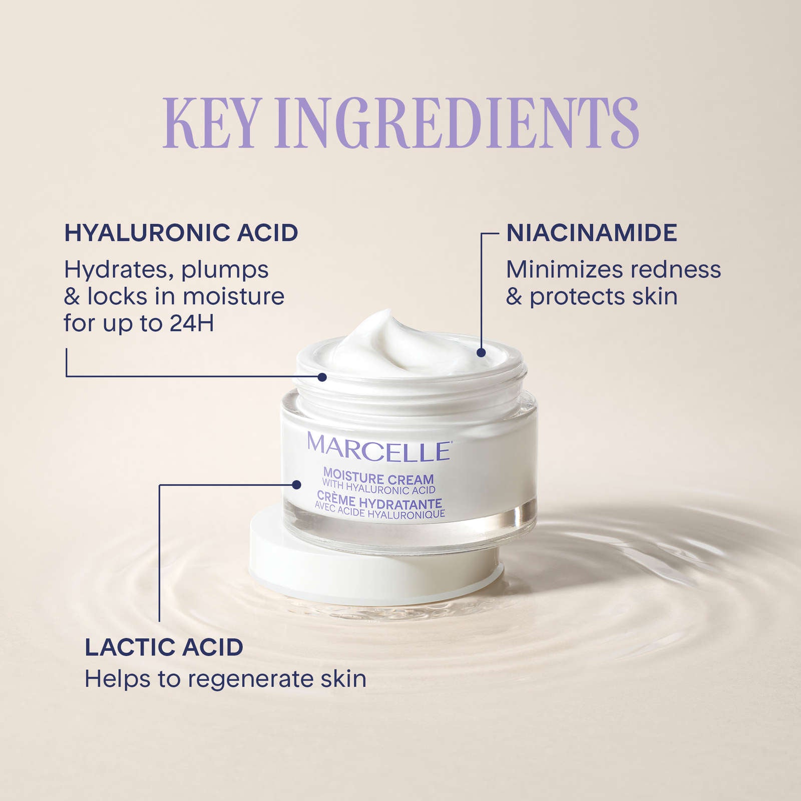 Moisture Cream 24h Moisturizing with Hyaluronic Acid & Niacinamide