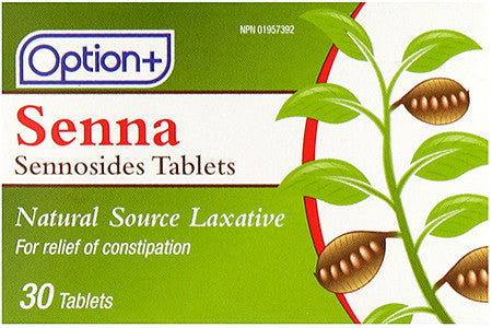 Option+ Senna Sennosides Tablets Natural Source Laxative | 30 Tablets