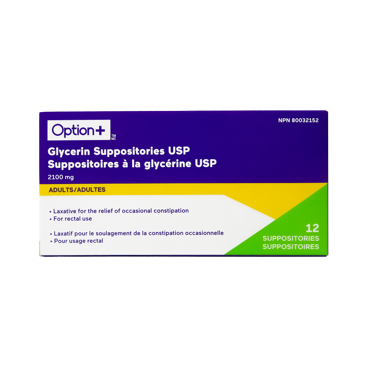 Option+ Glycerin Suppositories for Adults | 12 Suppositories